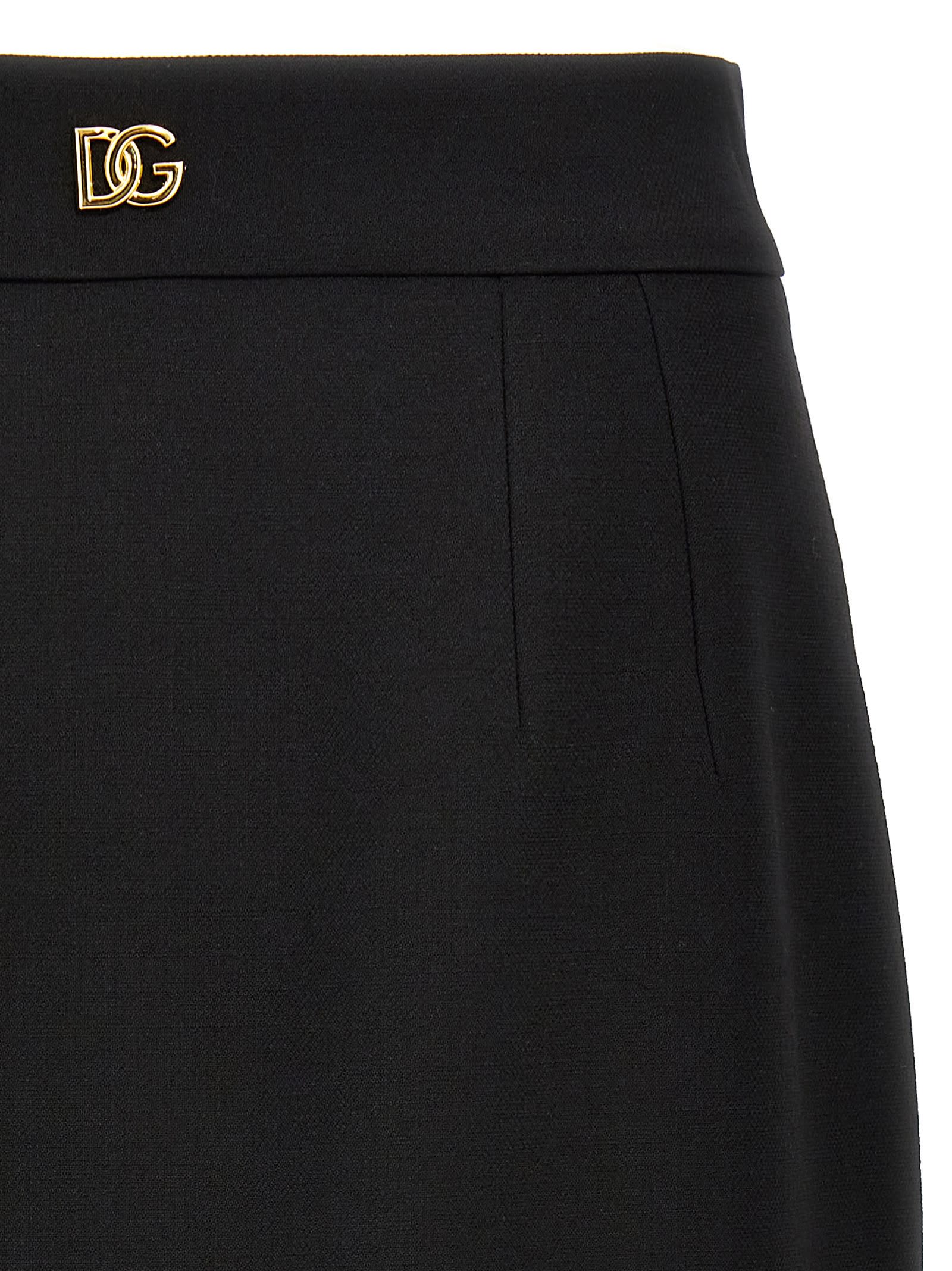 Dolce & Gabbana Wool Crepe Knee-length Pencil Skirt In Black