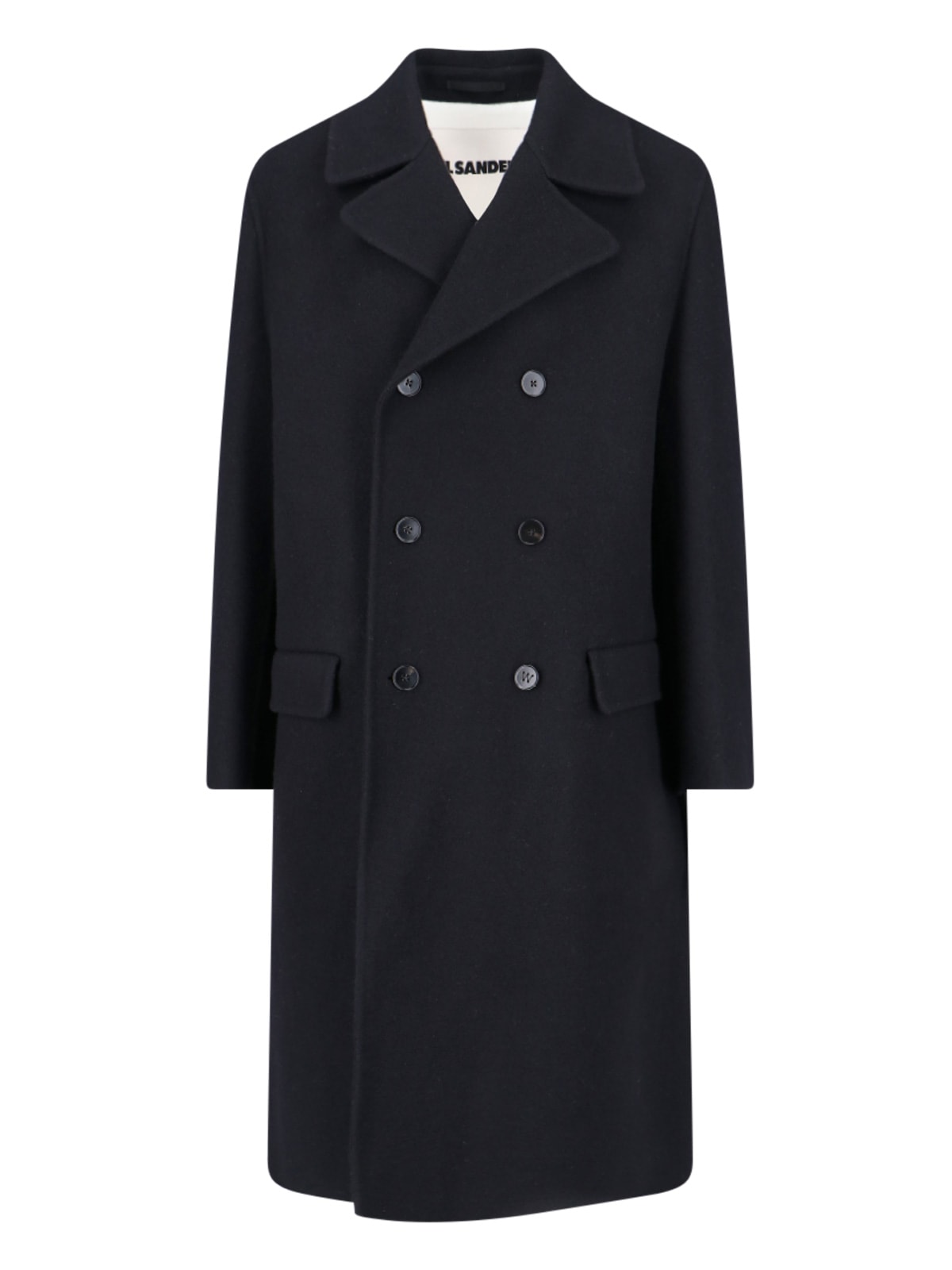 Jil Sander Double-breasted Coat In Black