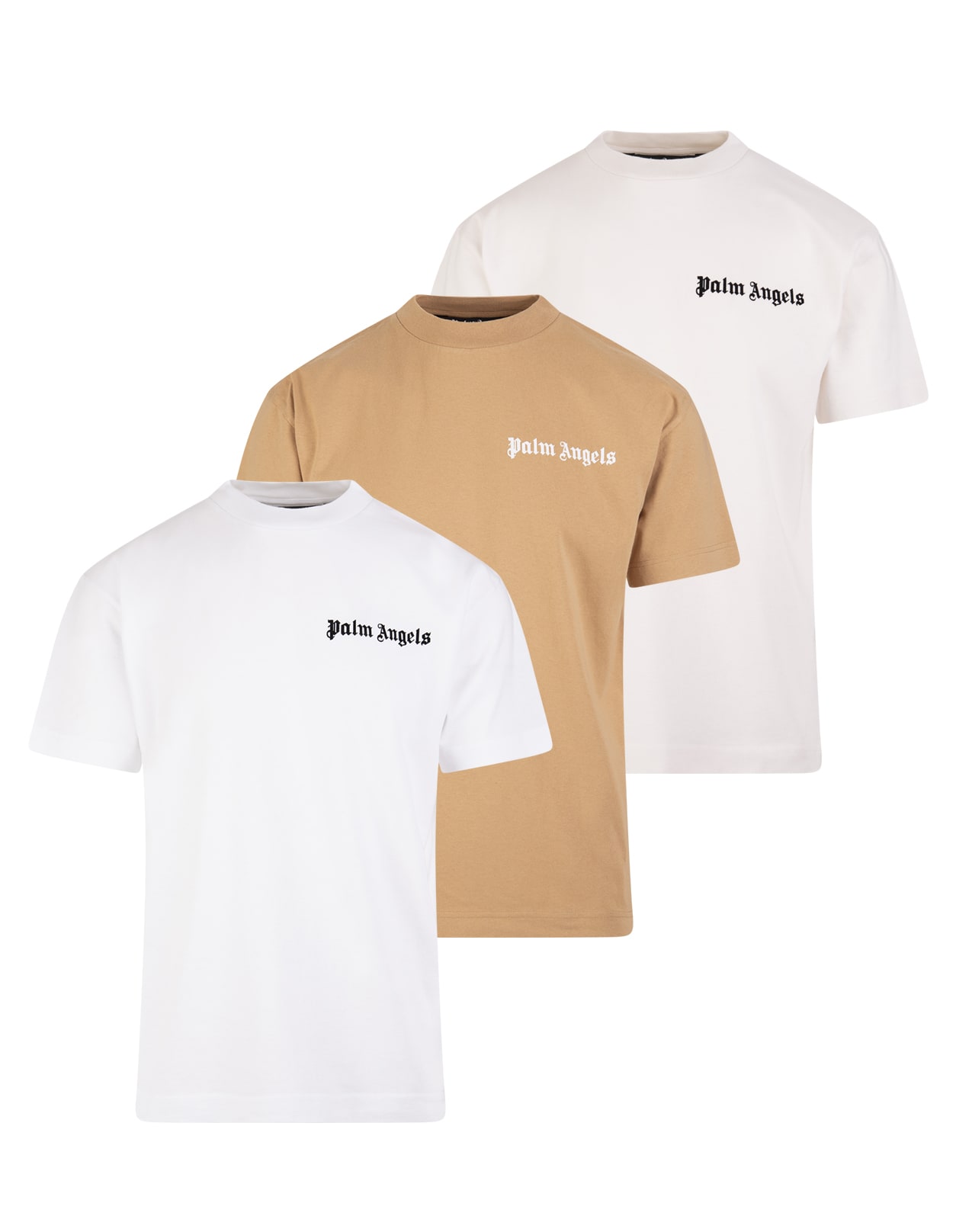 Palm Angels Set 3 Basic Mens T-shirts With Contrast Logo