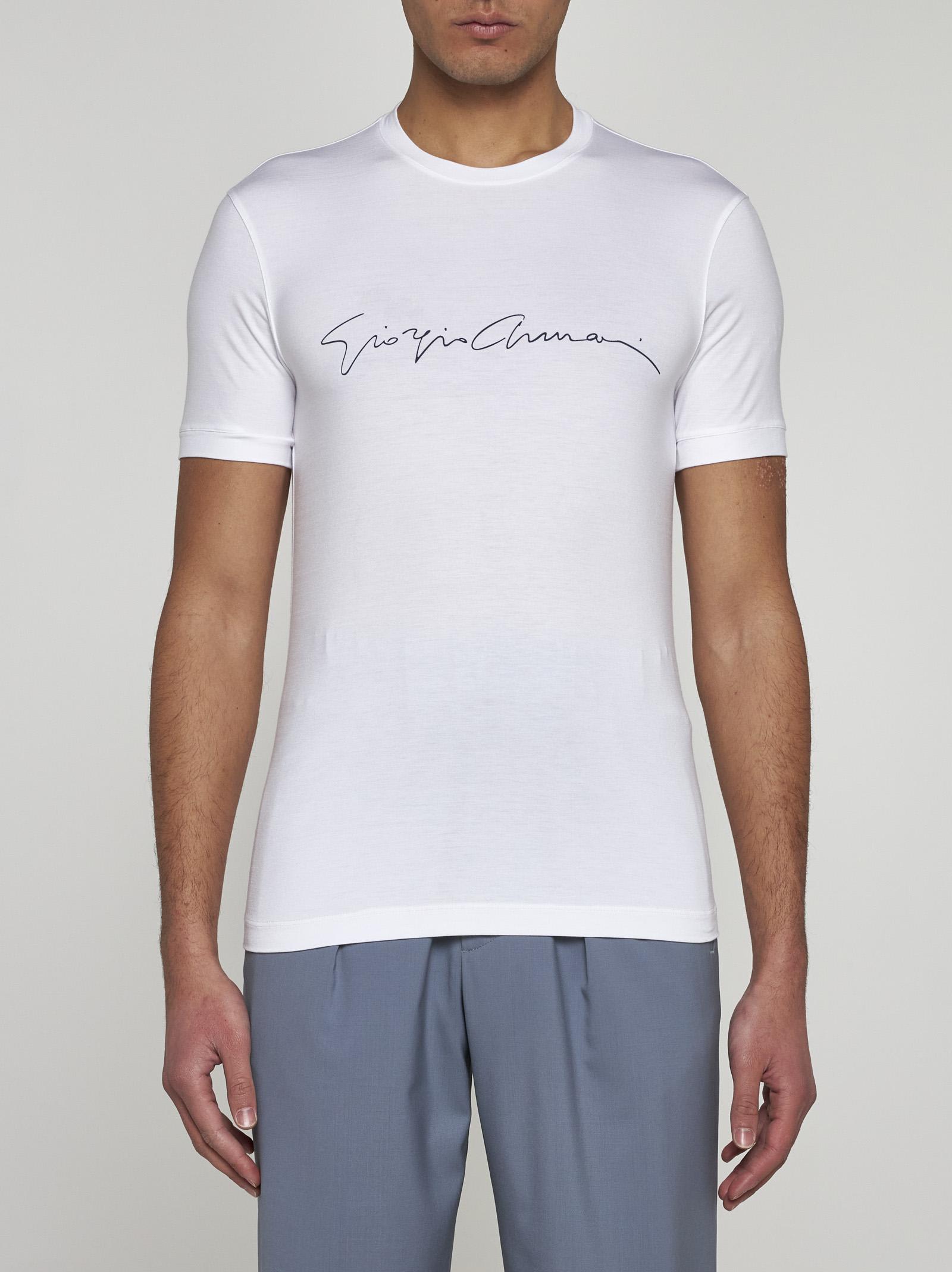 Shop Giorgio Armani Logo Viscose T-shirt In White