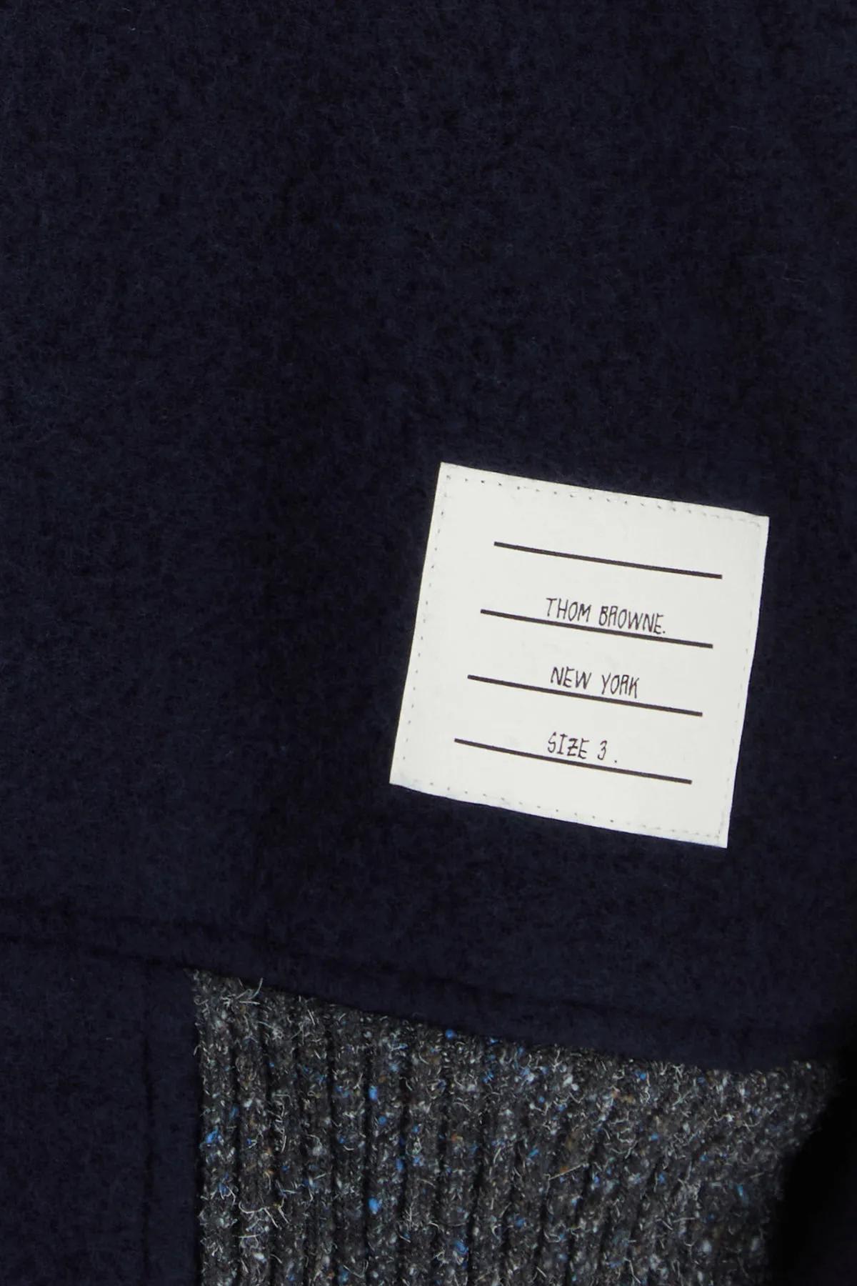 Shop Thom Browne Navy Blue Wool Bomber Jacket