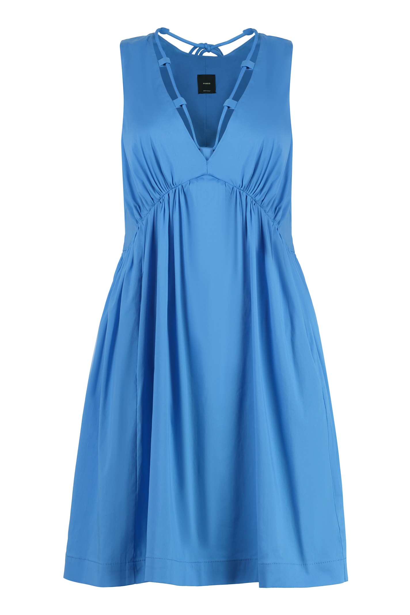Shop Pinko Avengers Cotton Mini-dress In Light Blue