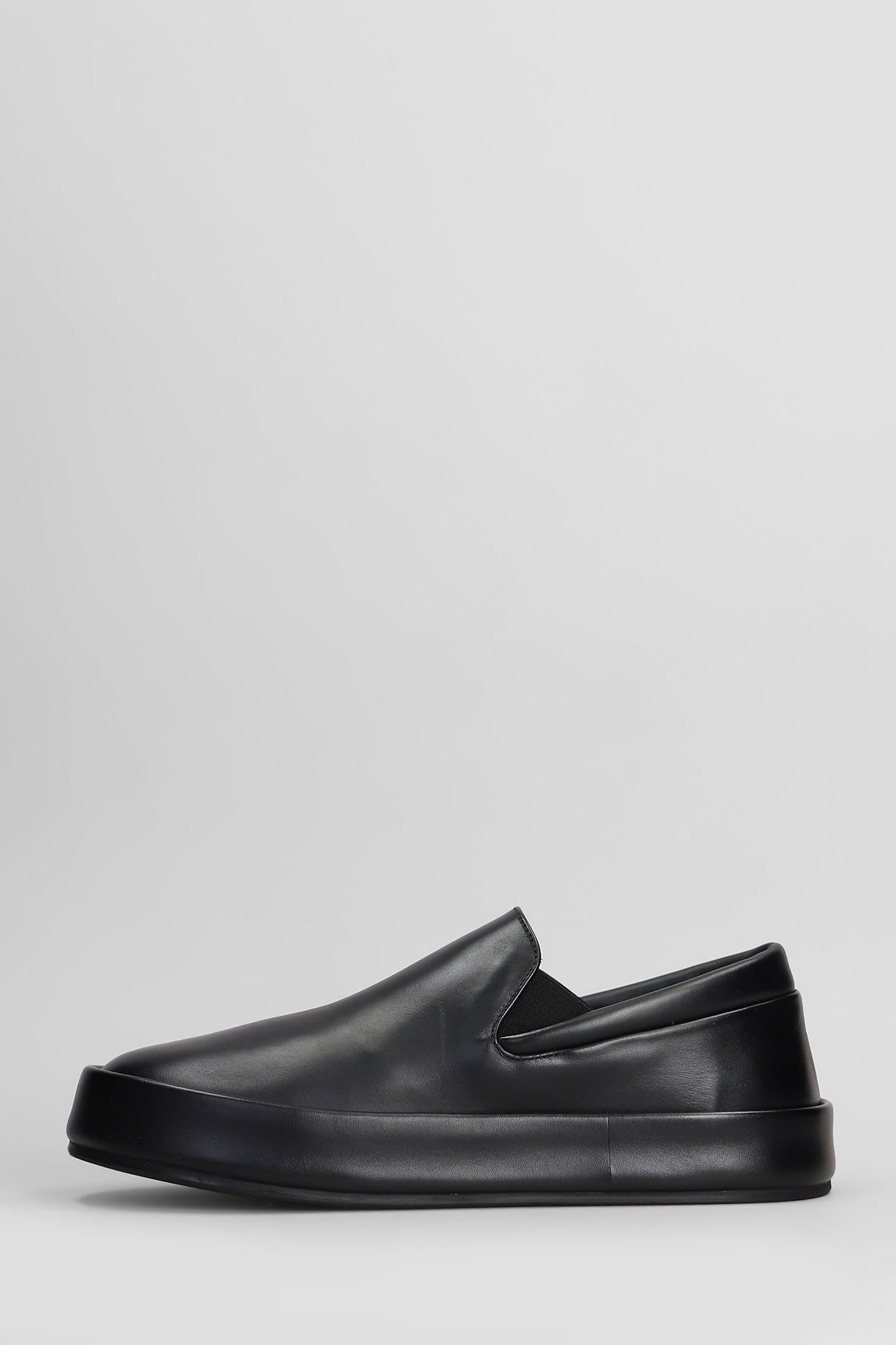 Marsèll Marsell Minimalist Black Calfskin Slip-on Slippers With Rubber Sole