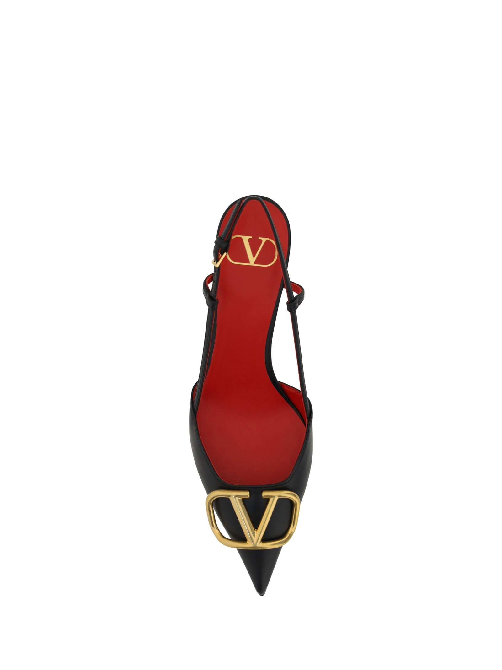 Shop Valentino Vlogo Slingback Sandals In Black