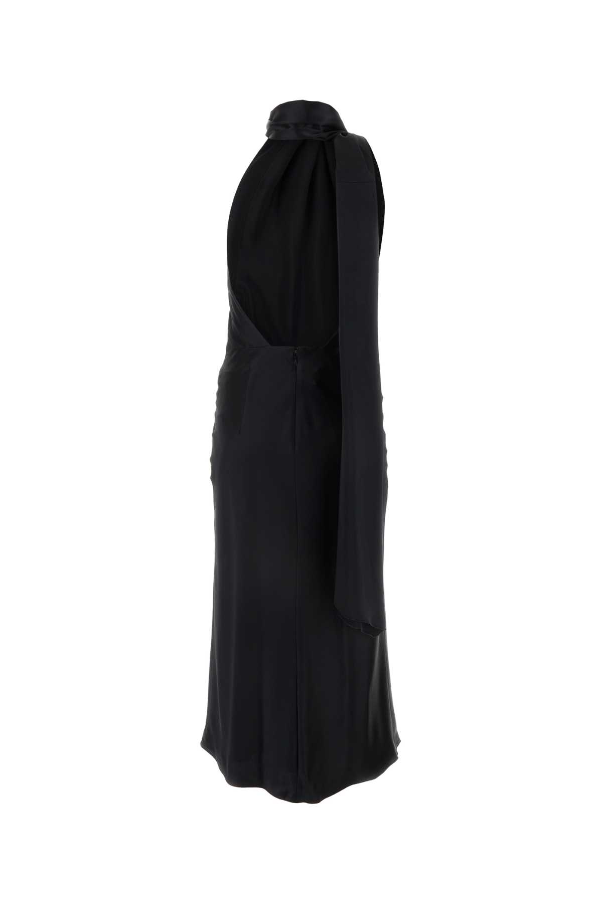 Shop Max Mara Black Silk Moli Long Dress In Nero