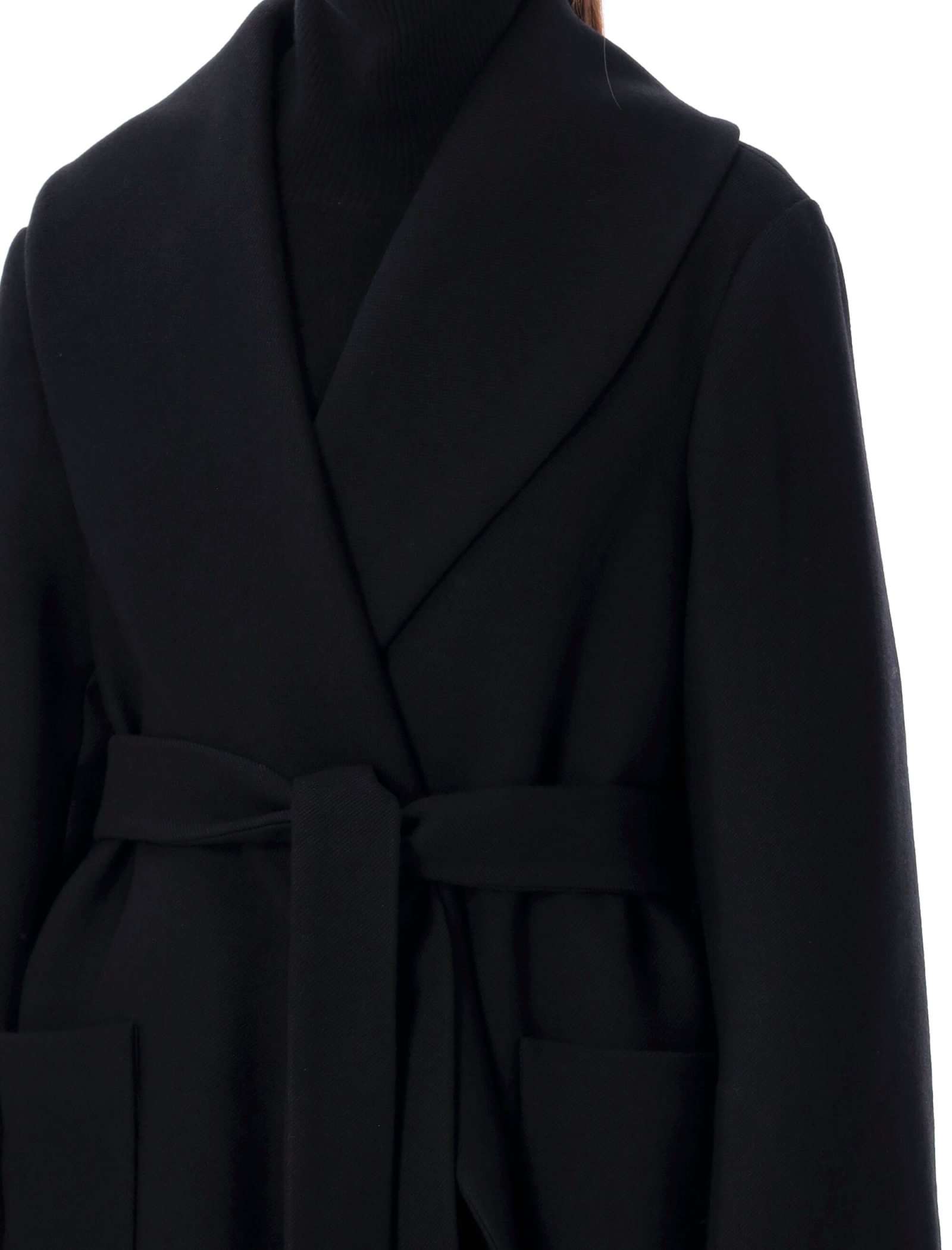 Shop Rohe Shawl Collar Wrap Coat In Black