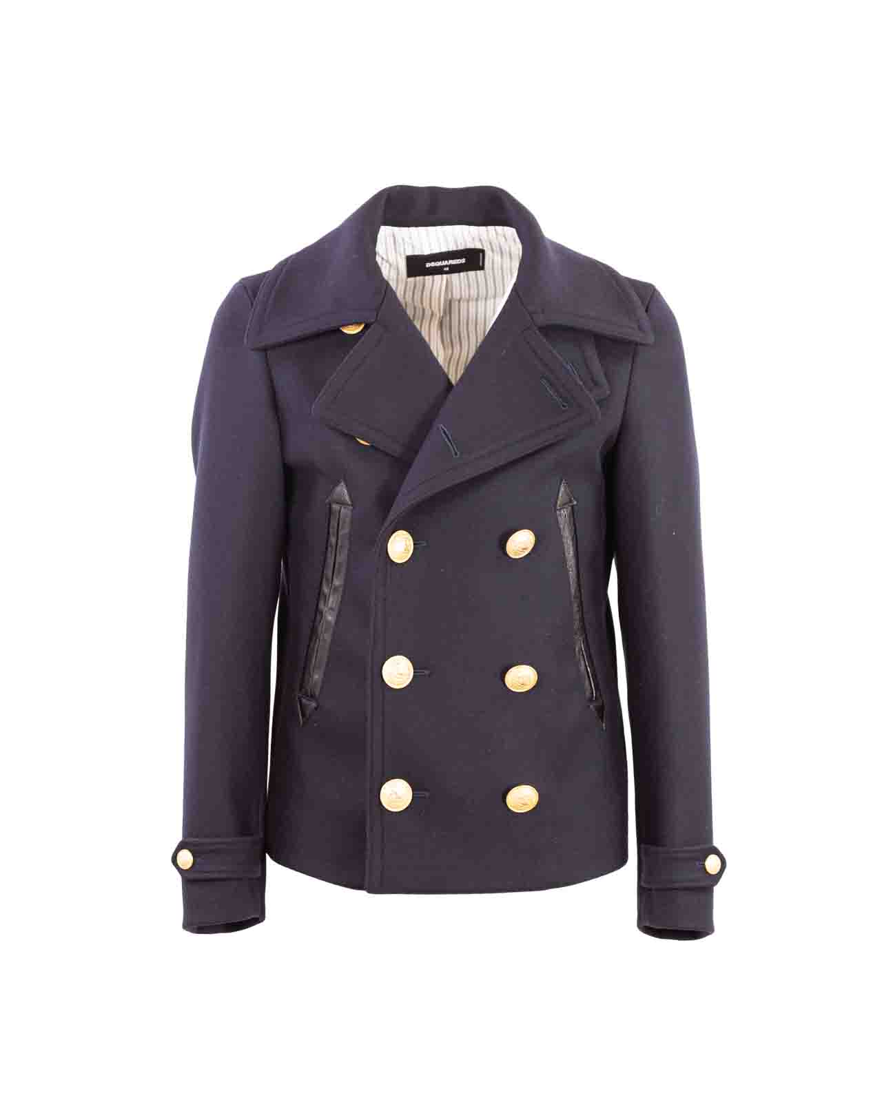 ジャケット・アウター DSQUARED2/Navy Peacoat DSQUARED2 - Sailor Wool Blend Peacoat Dsquared2