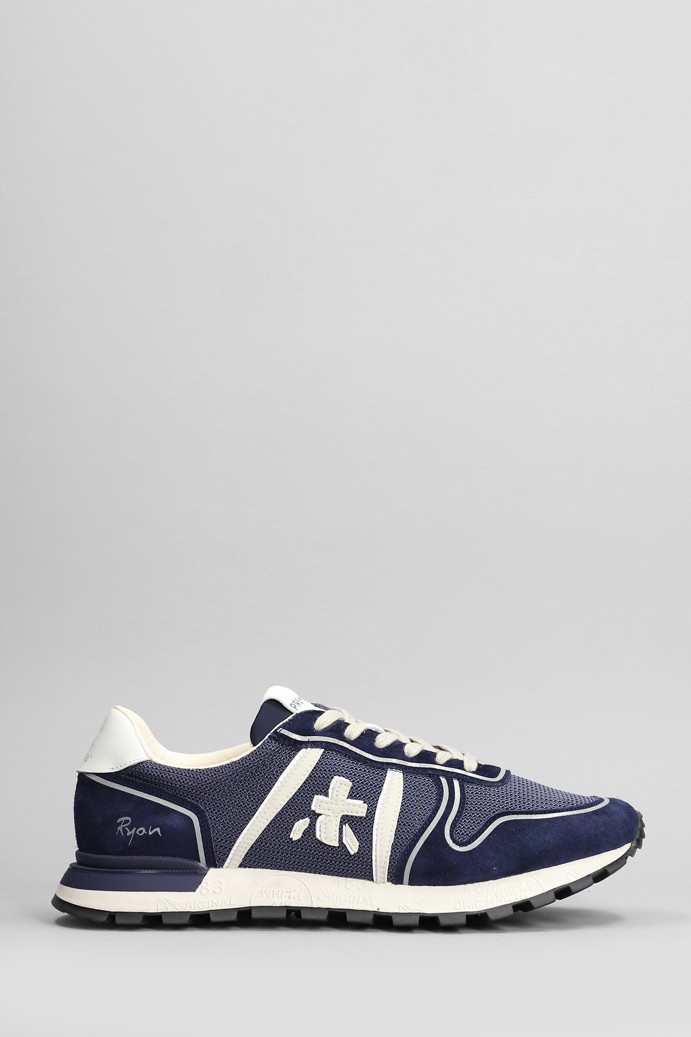 Ryan Sneakers In Blue Suede And Fabric