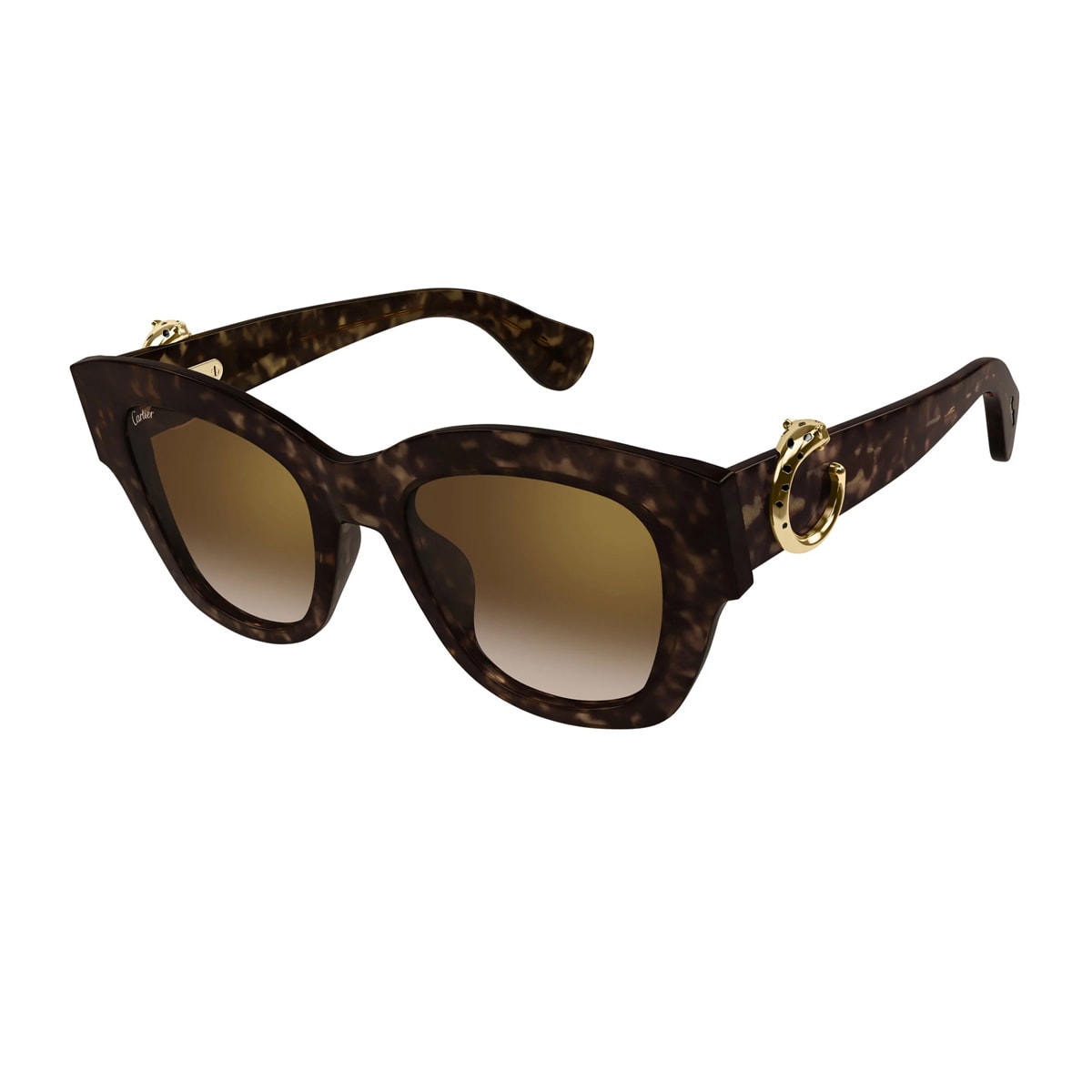 Cartier Ct0547s Panthère C De  002 Havana Brown Sunglasses