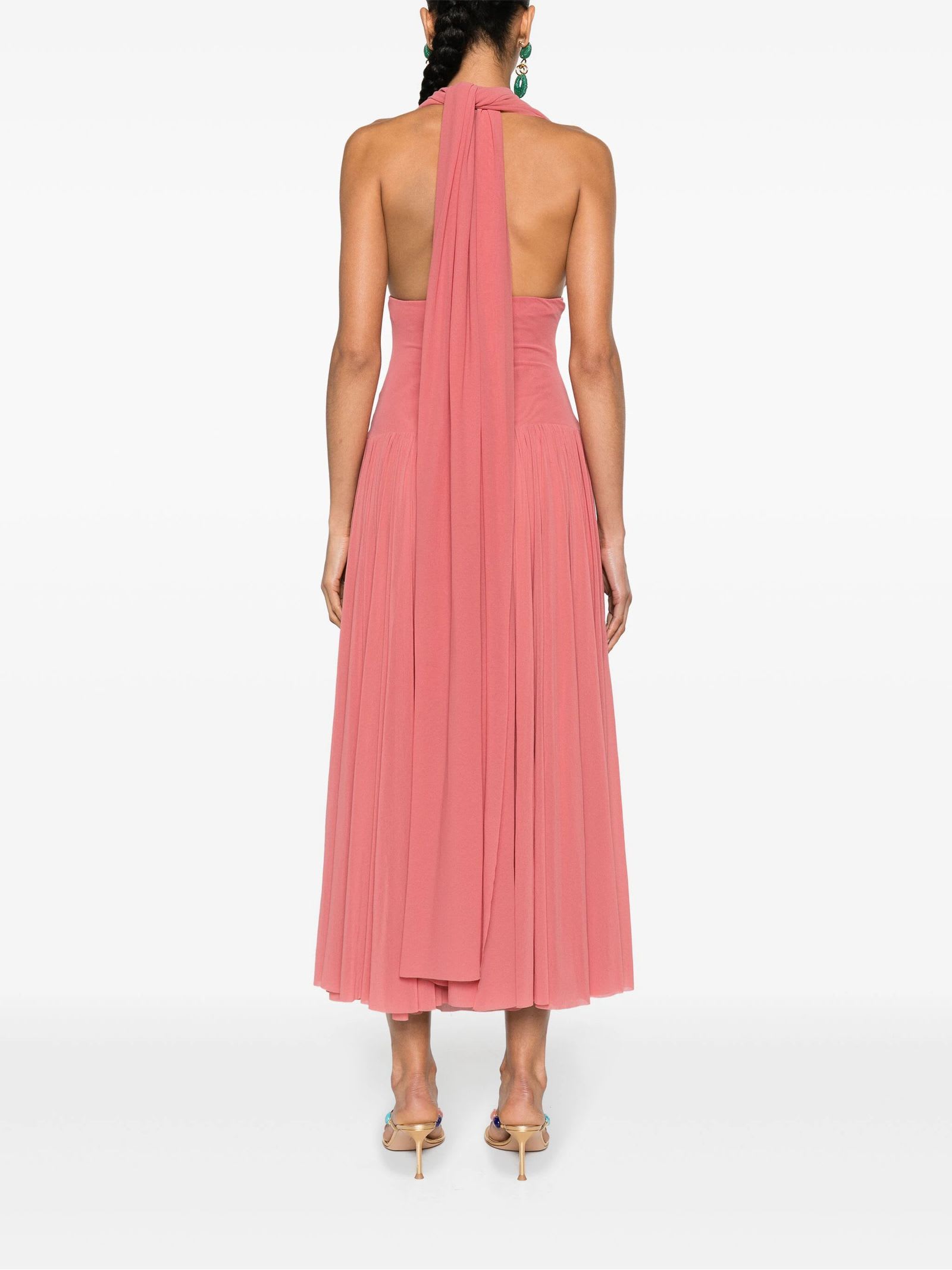 Shop Philosophy Di Lorenzo Serafini Halterneck Mesh Maxi Dress In Pink
