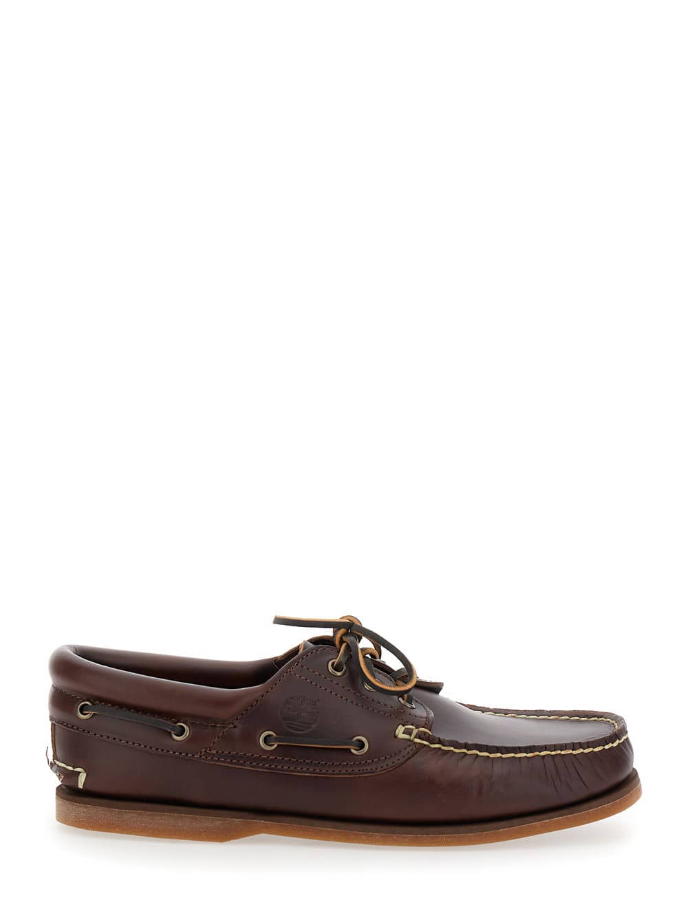 Brown Boat Loafers With Two-tone Laces In Leather Man