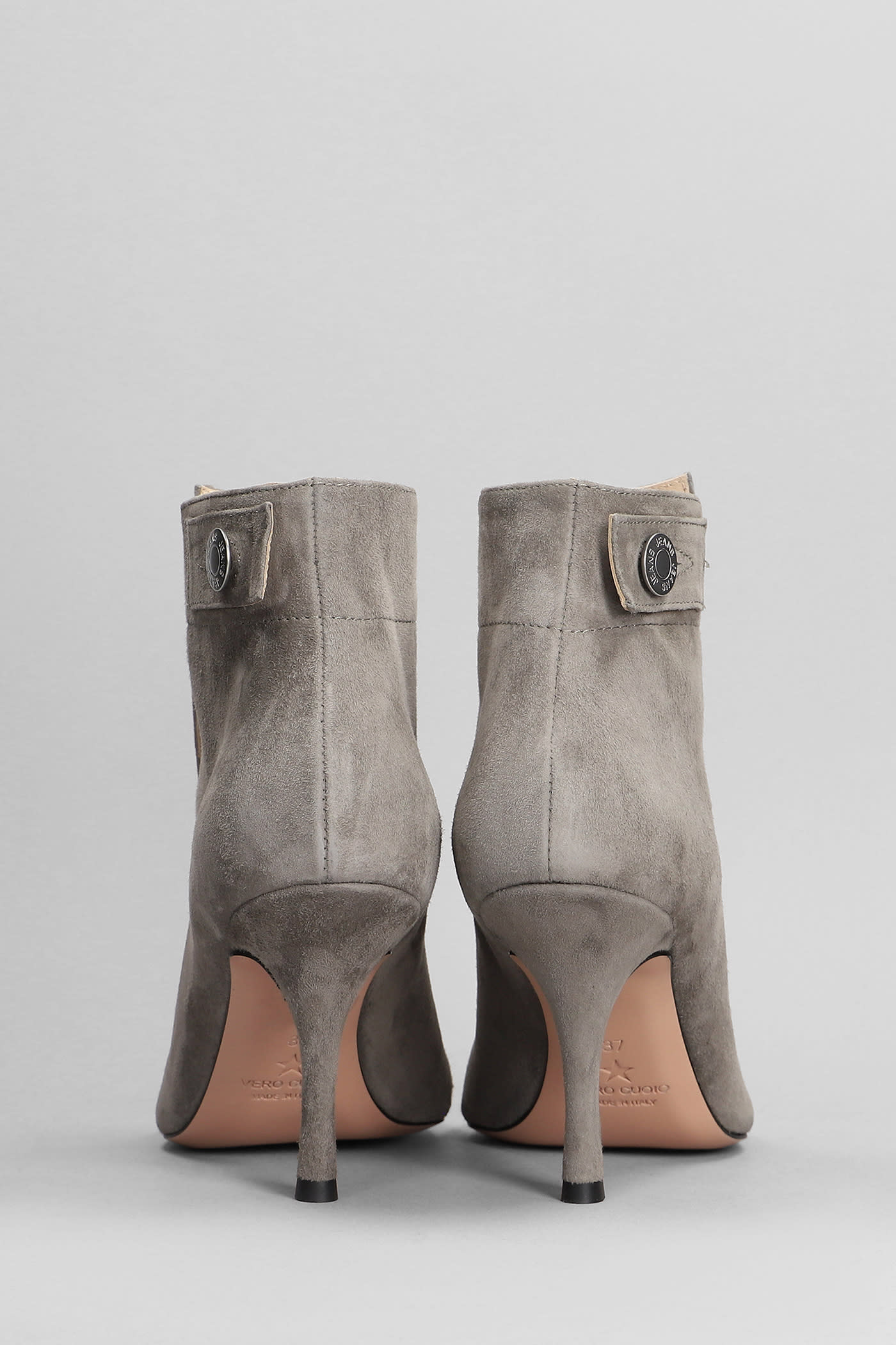 Shop Marc Ellis High Heels Ankle Boots In Grey Suede