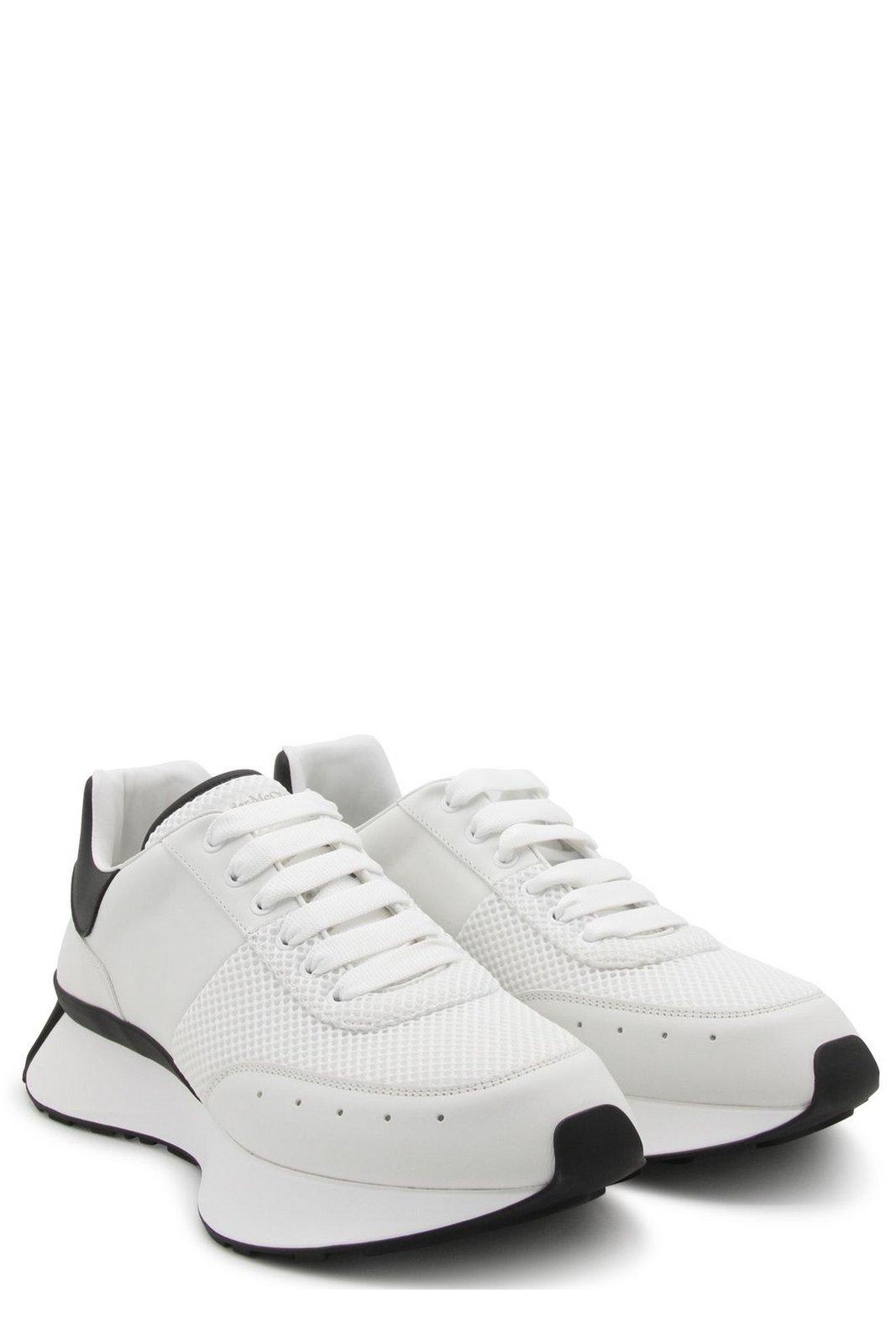 Shop Alexander Mcqueen Logo Printed Mesh Lace-up Sneakers In White
