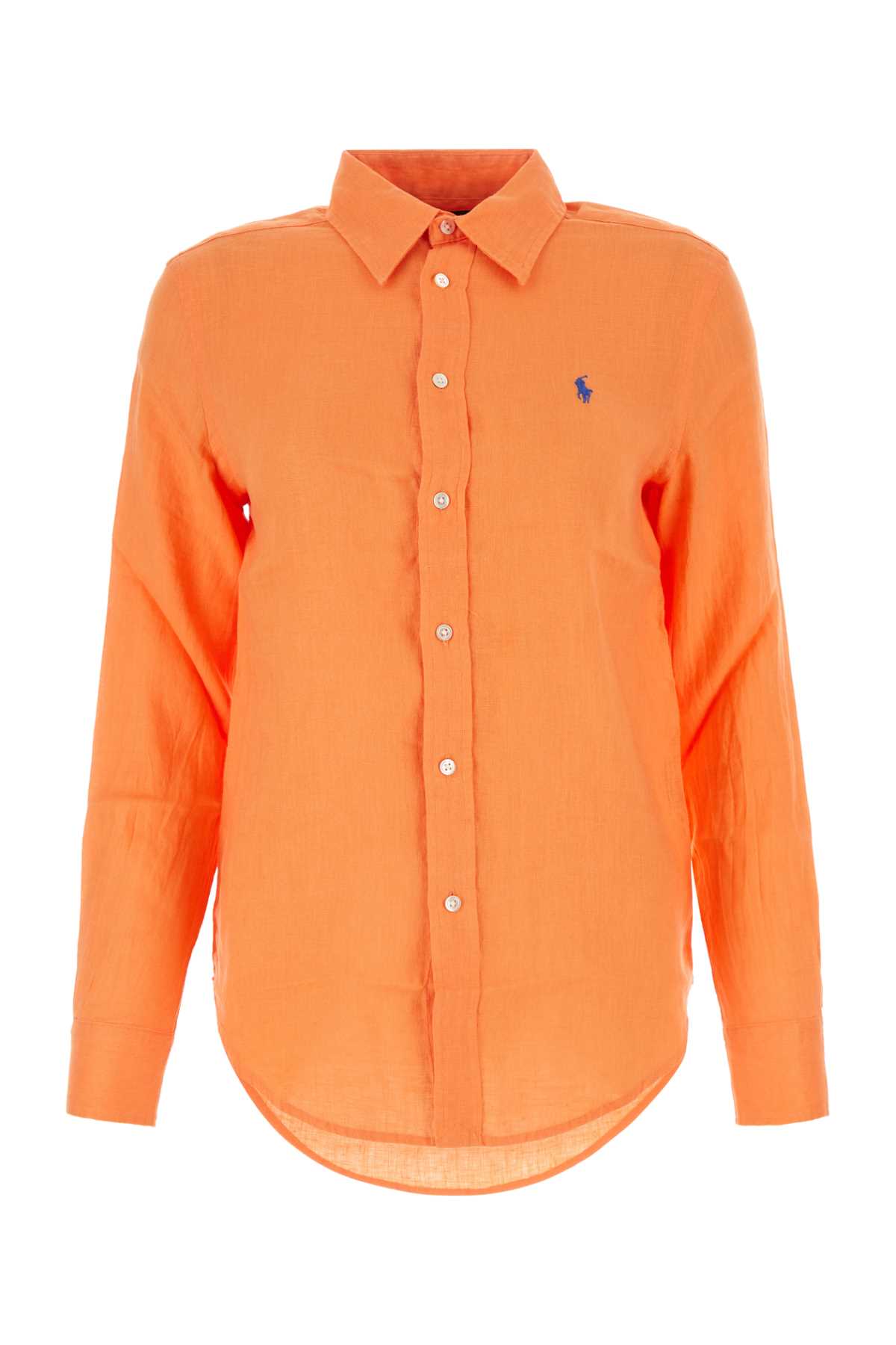 Shop Polo Ralph Lauren Orange Linen Shirt In Poppy