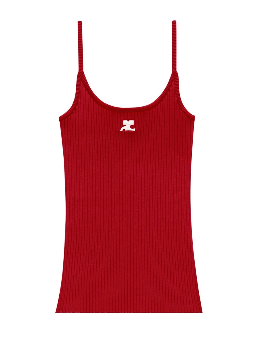 Courrèges Reedition Knit Tank Top In Red