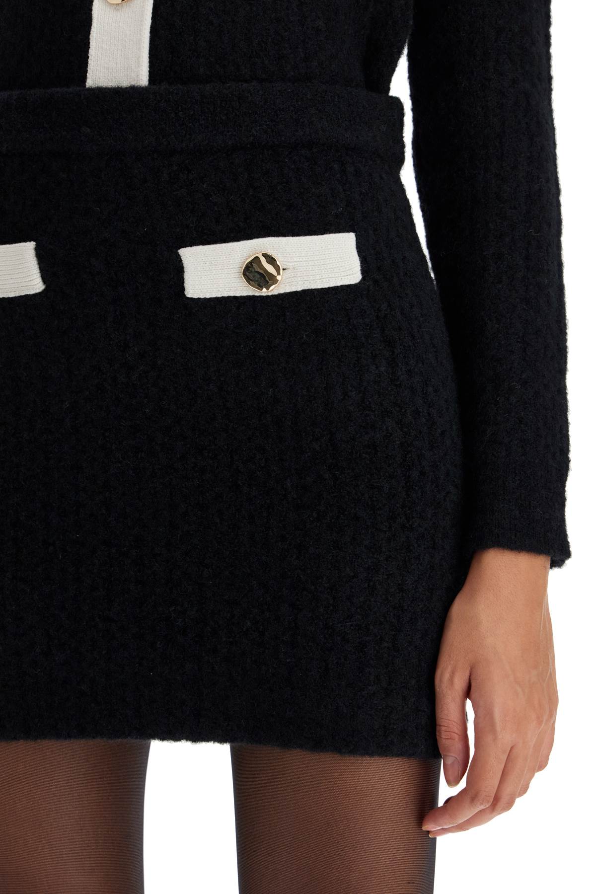 Shop Self-portrait Alpaca Knit Mini Skirt In Black (black)