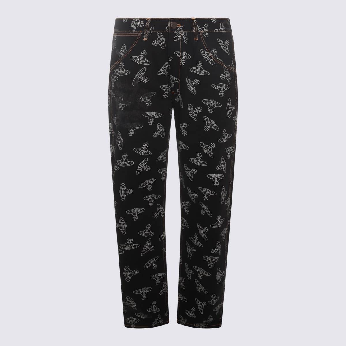 Shop Vivienne Westwood Black Cotton Denim Jeans In Black/orbs