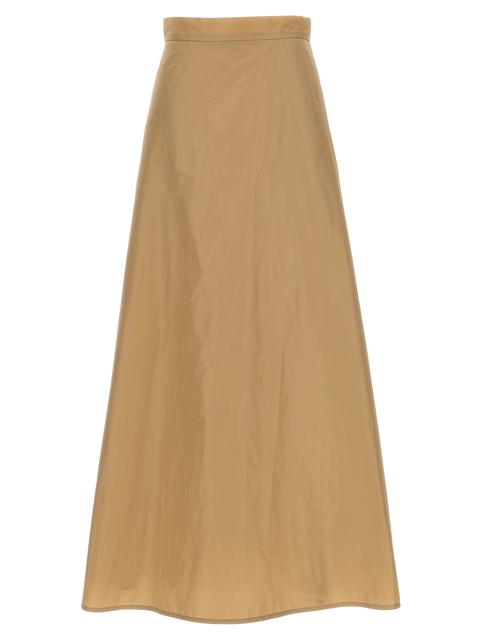 Shop Jil Sander Long Flared Skirt In Beige