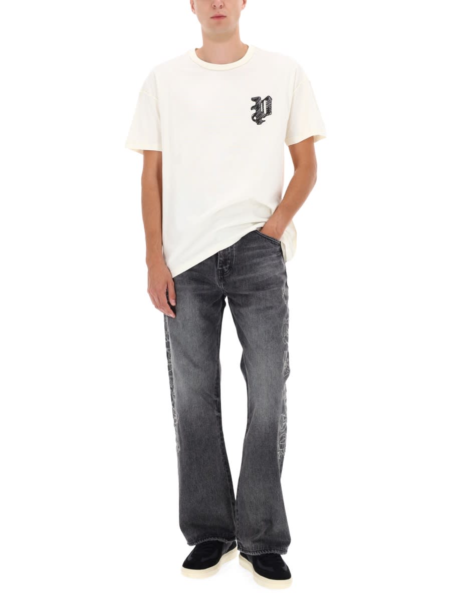 Purple Brand Graphic Crew Neck T-shirt With Short Sleeves In White