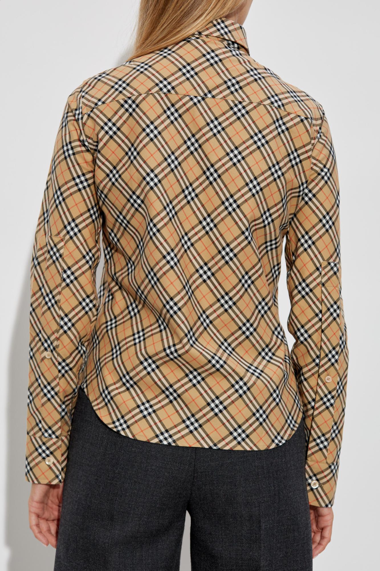 Shop Burberry Shirt With Check Pattern In Sand Ip Check