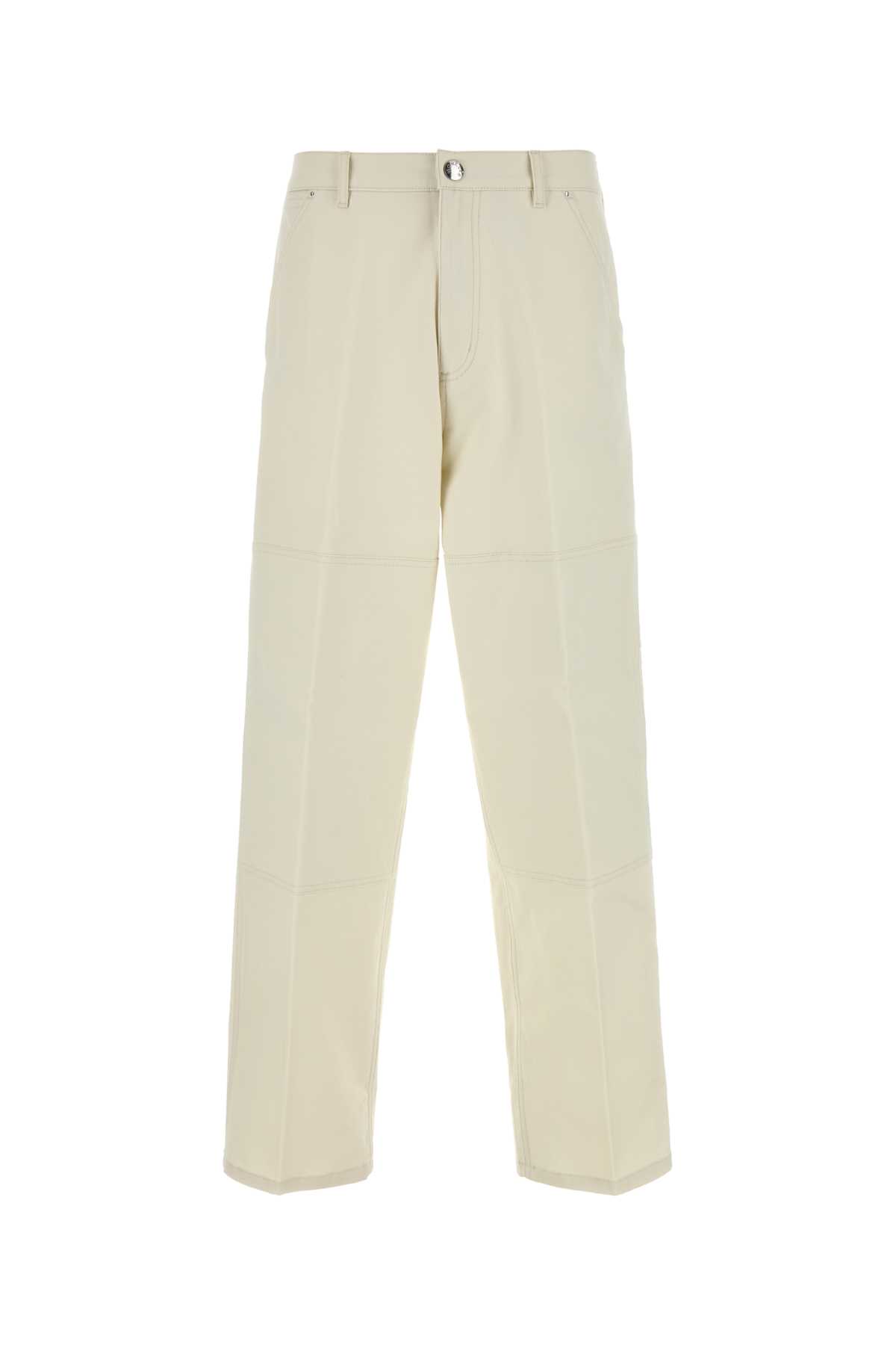 Shop Moncler Ivory Stretch Cotton Pant In 033