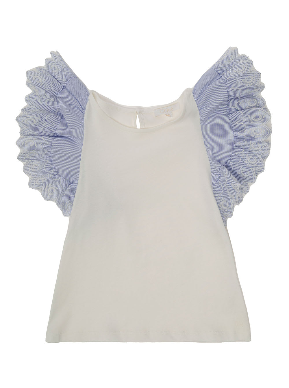 Chloé Girl Cotton White Top With Frills