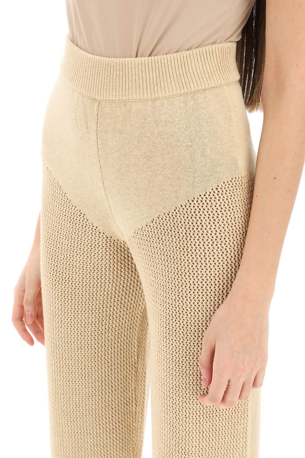 Shop Mvp Wardrobe Cambria Openwork Pants In Nude (beige)