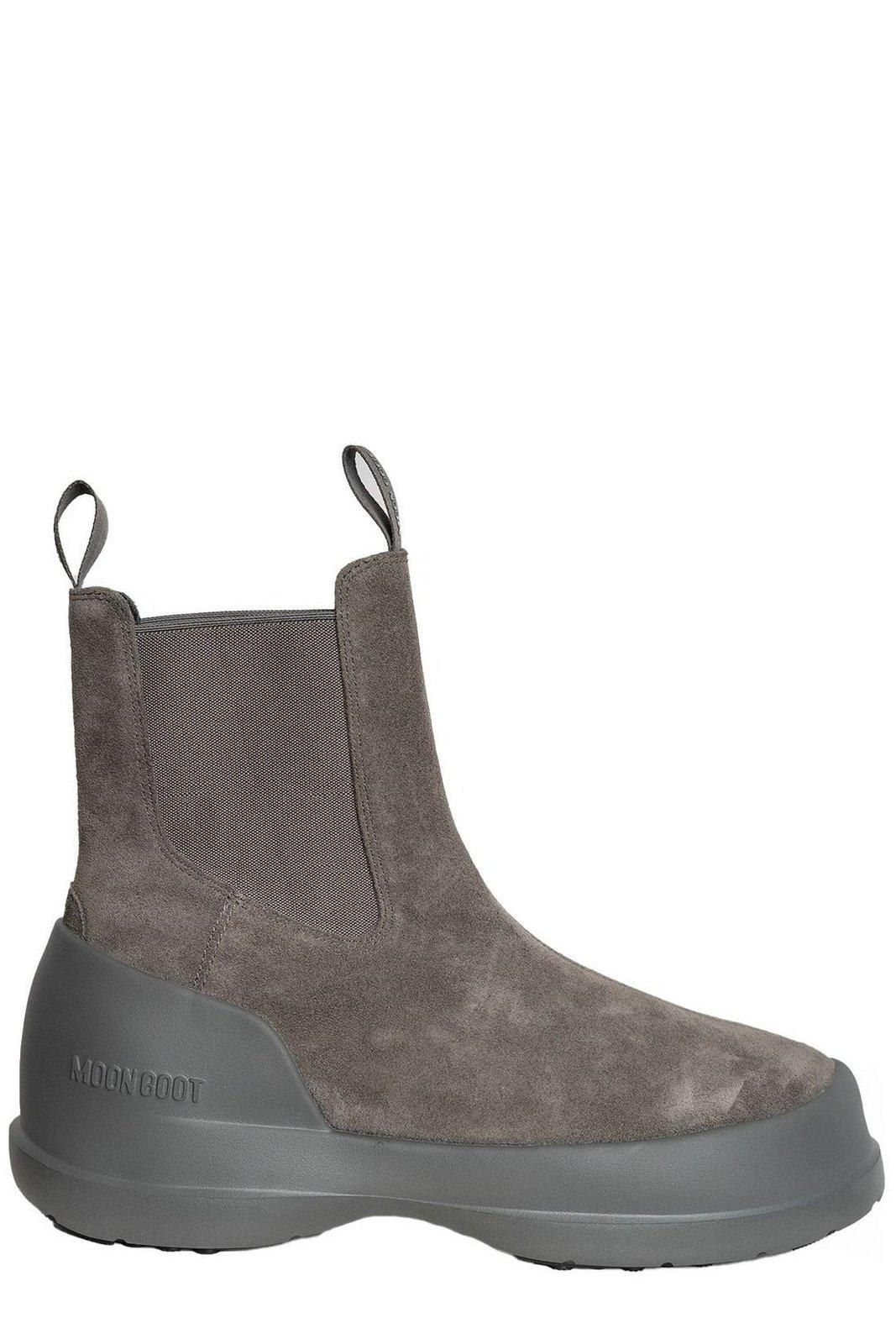 Shop Moon Boot Luna Logo-printed Slip-on Boots In Grey