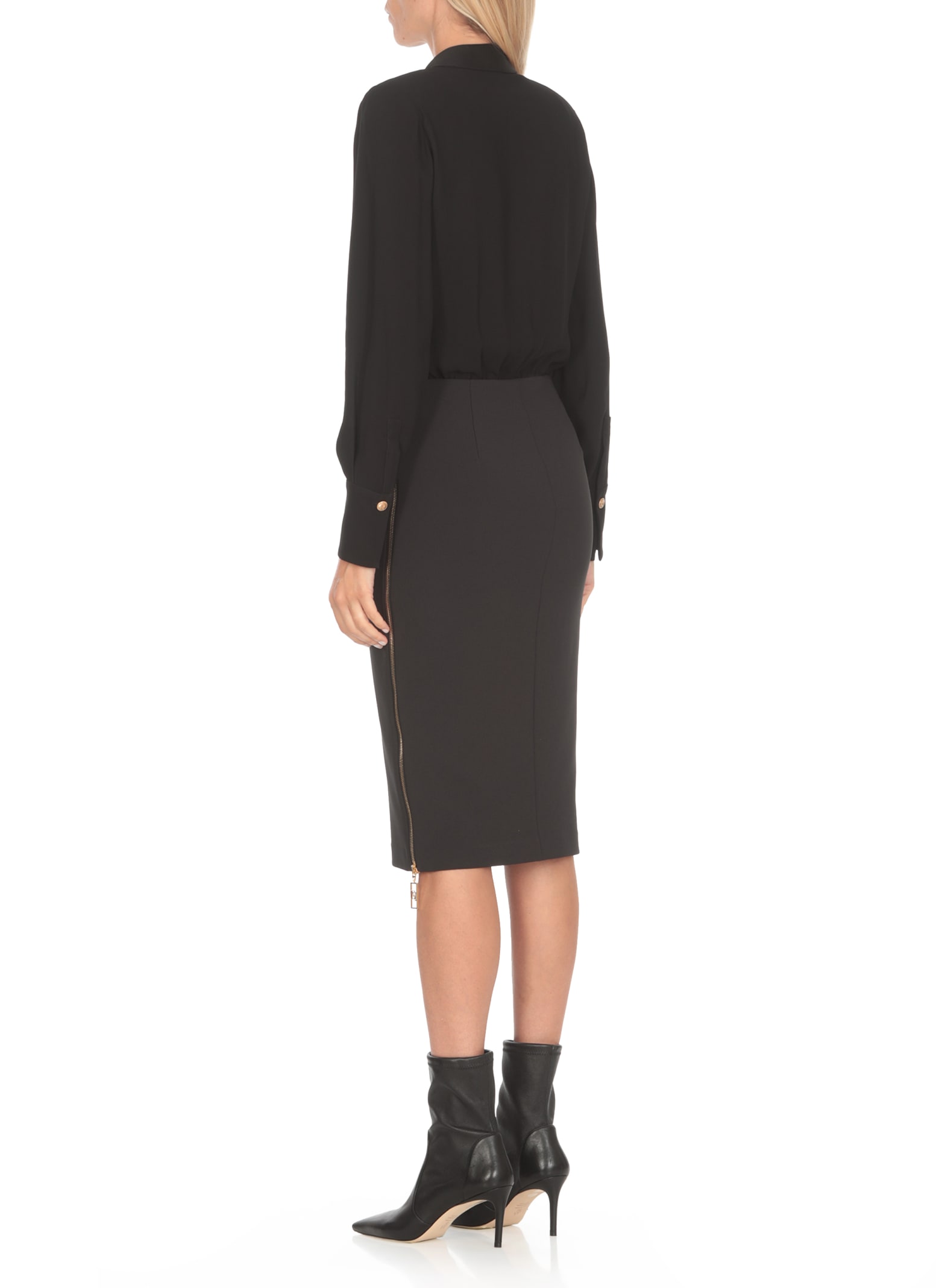 Shop Elisabetta Franchi Viscose Body Shirt In Black