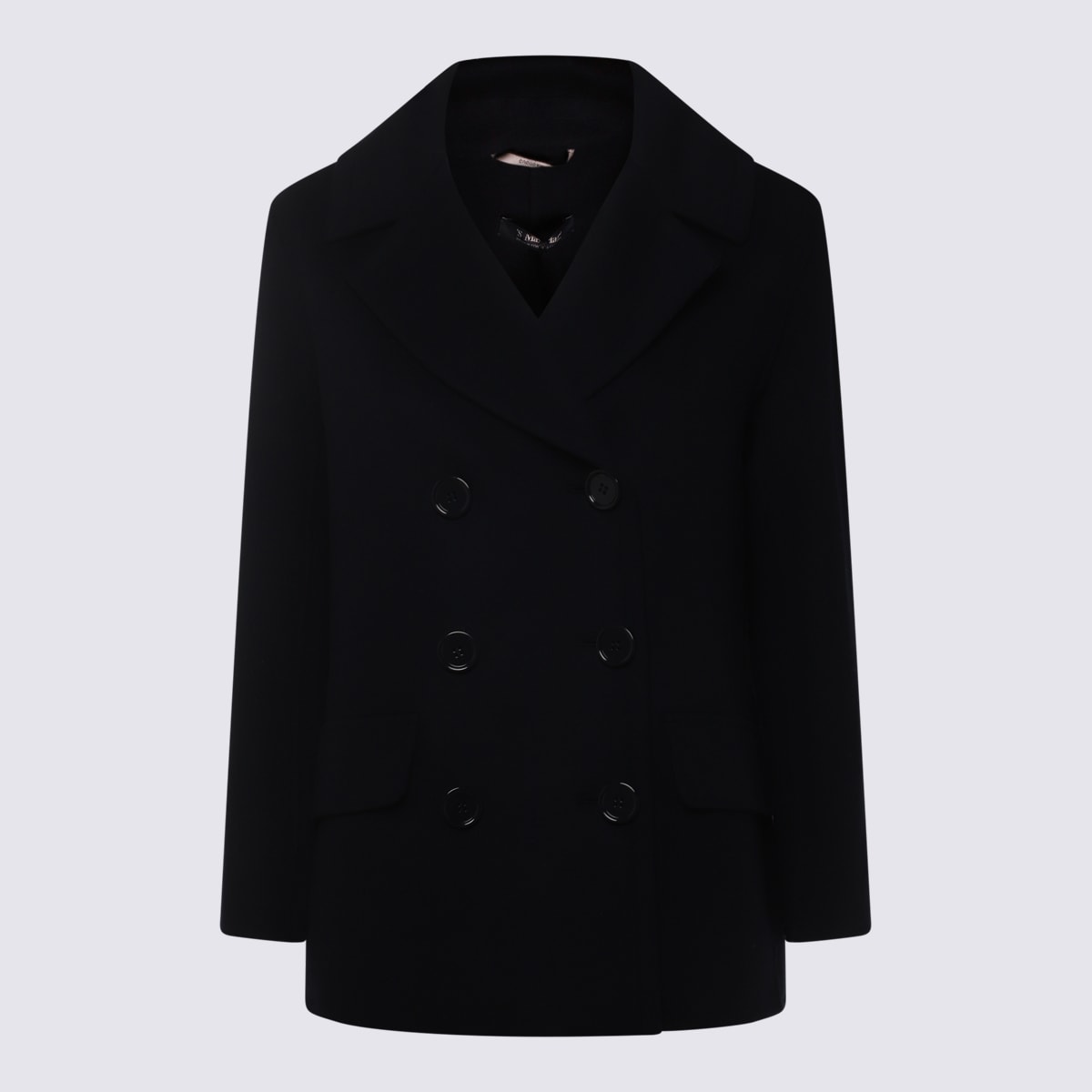 'S Max Mara Black Efebo Wool Coat