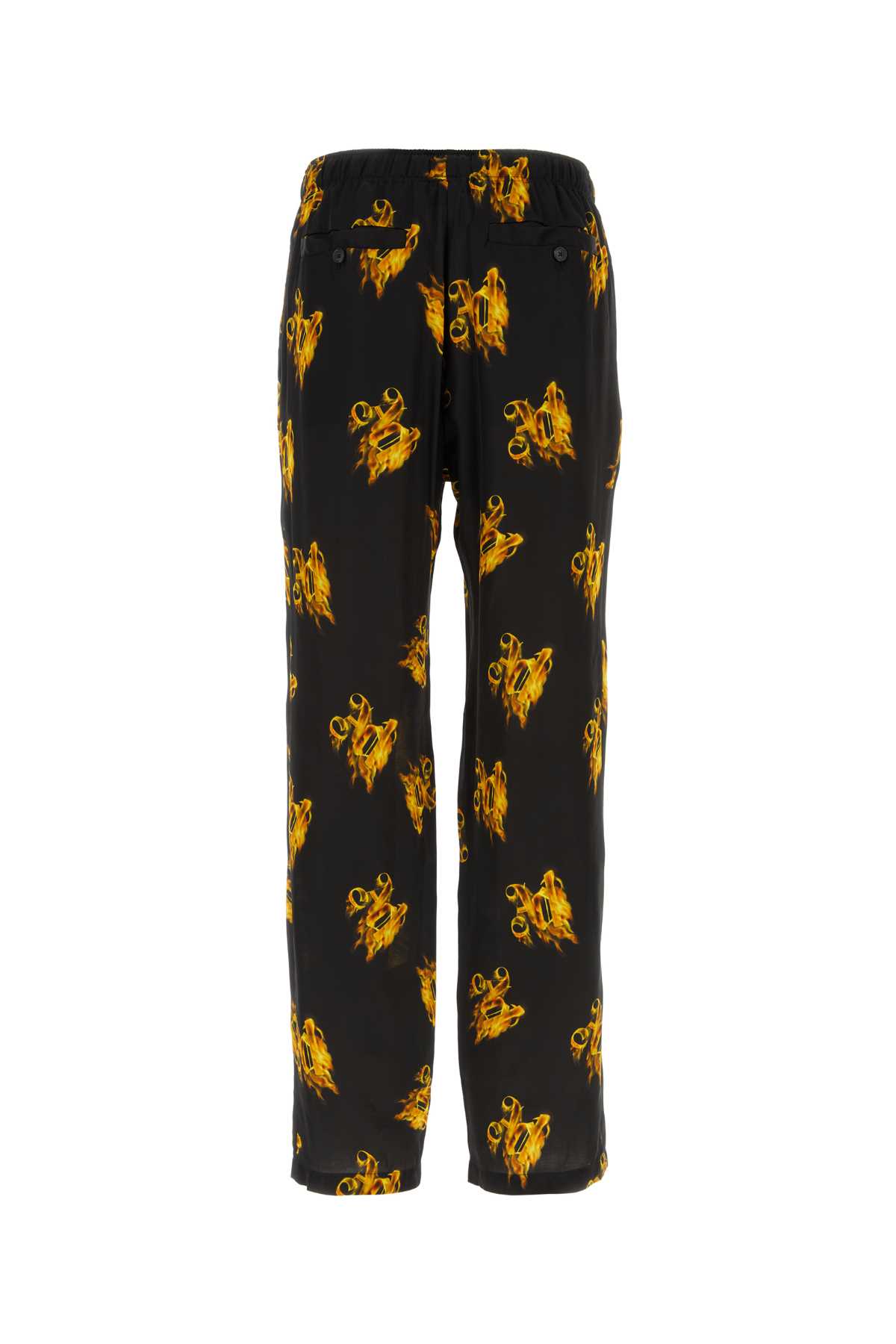 Shop Palm Angels Printed Satin Pyjama Pant In Blackgold