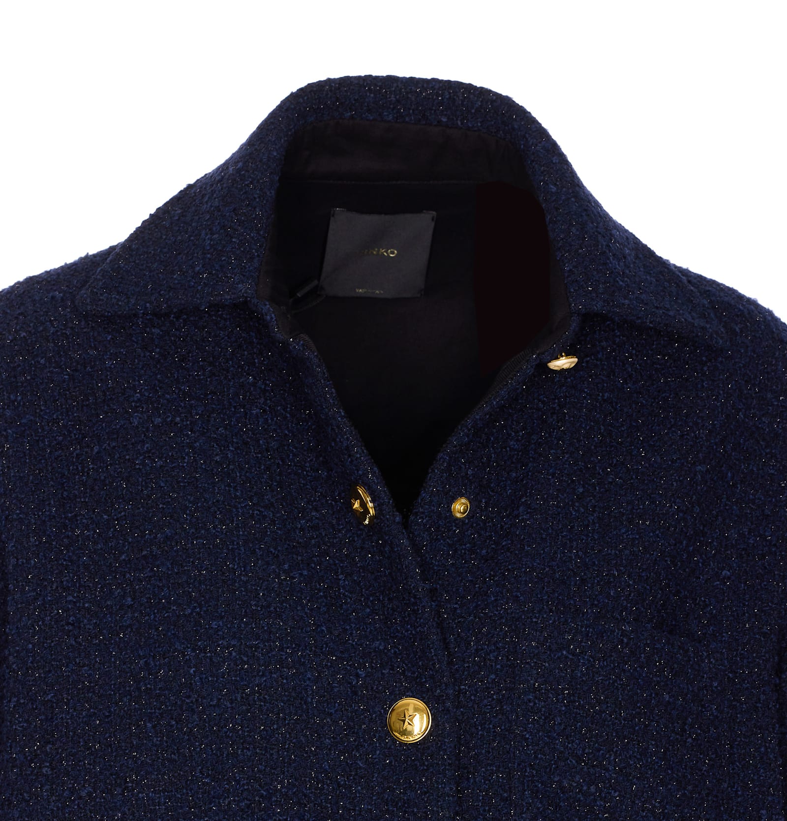 Pinko Oversized Patterned Tweed Jacket In Blue