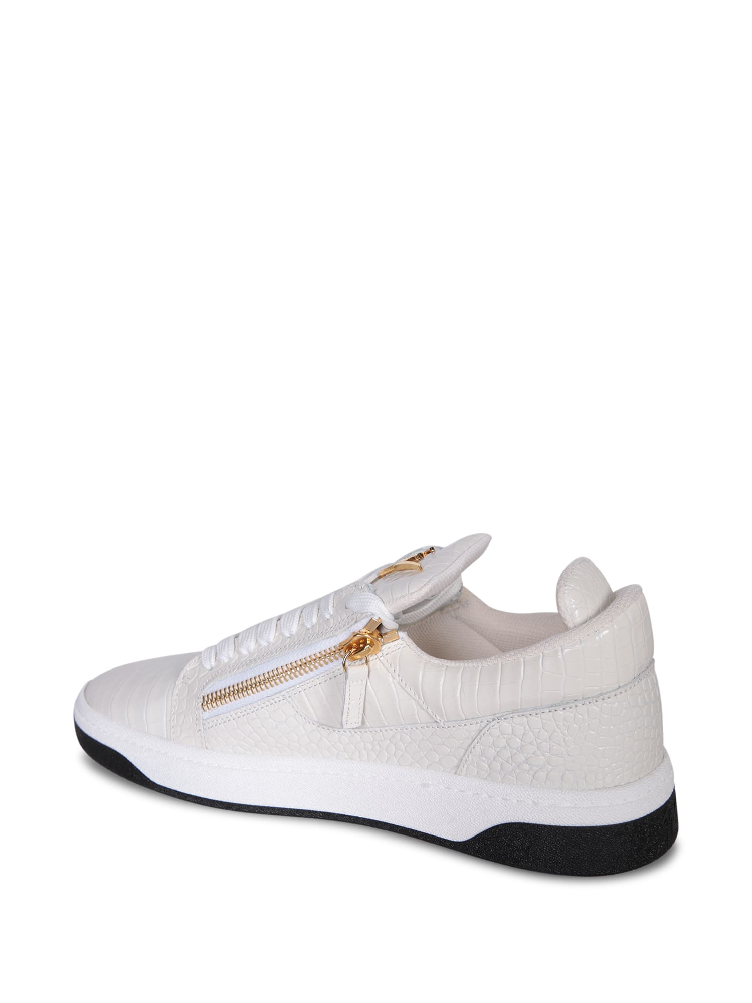 Shop Giuseppe Zanotti Zip White-gold Sneakers