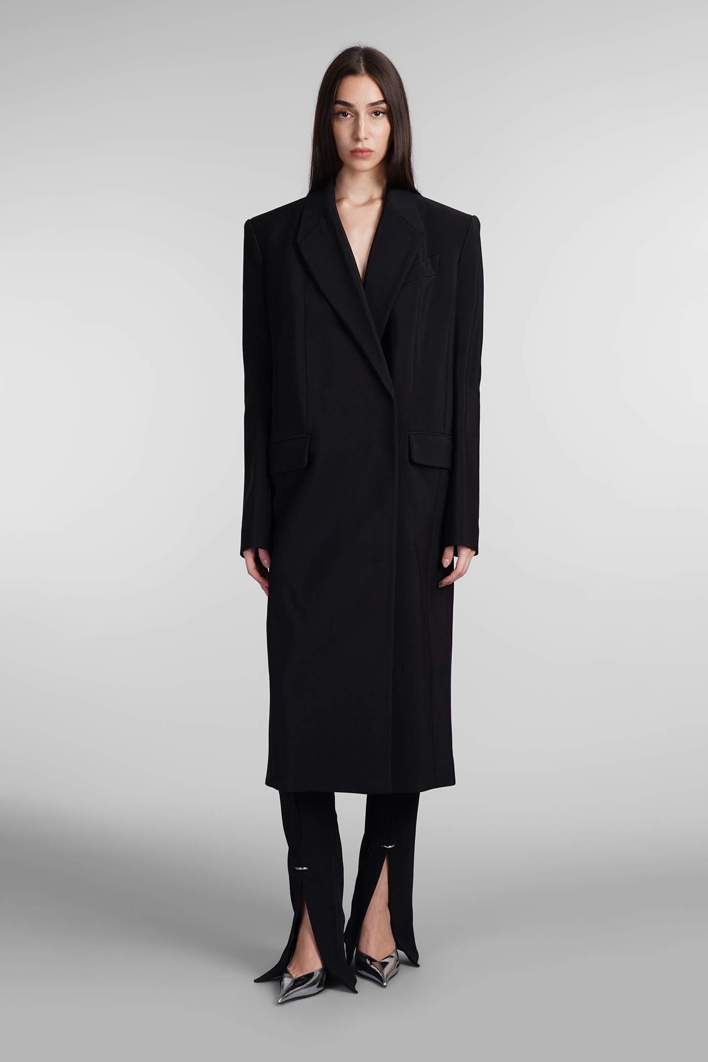 Shop Mugler Coat In Black Viscose