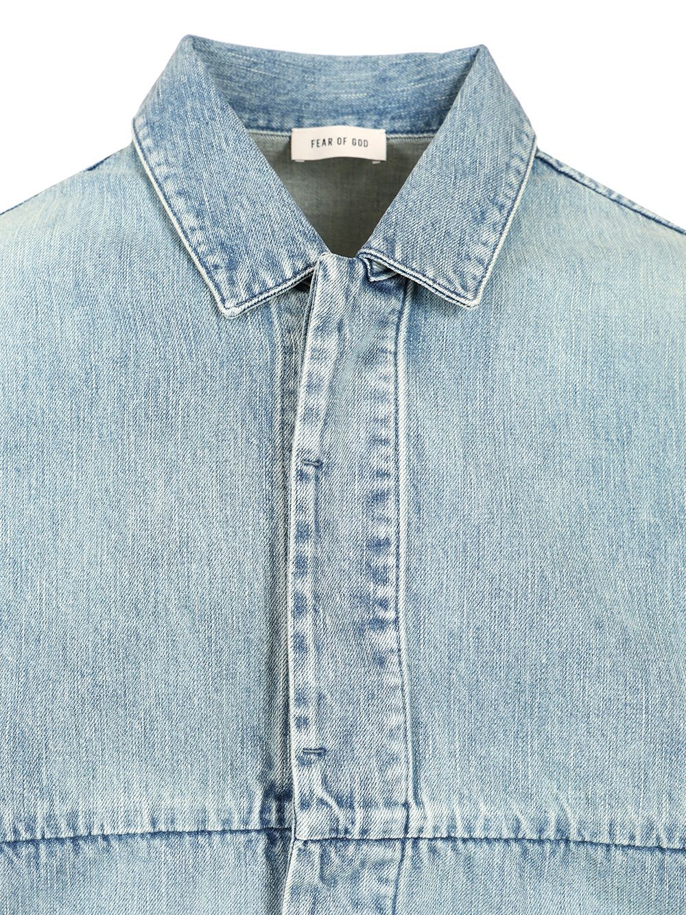 Fear Of God Denim Trucker Casual Jackets And Parka Blue In Light Blue