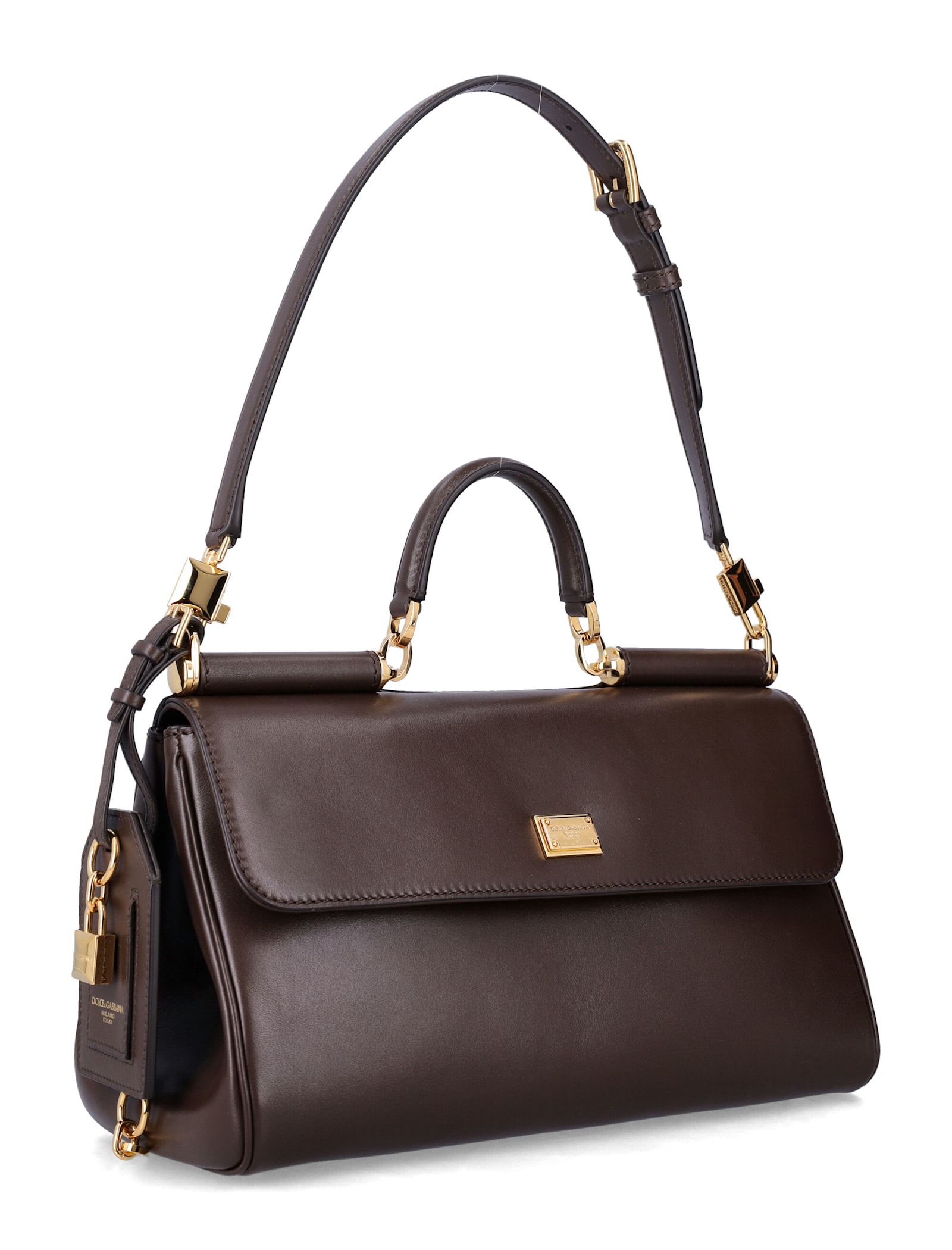 Dolce & Gabbana My Sicily Brown Calfskin Handbag In Brown
