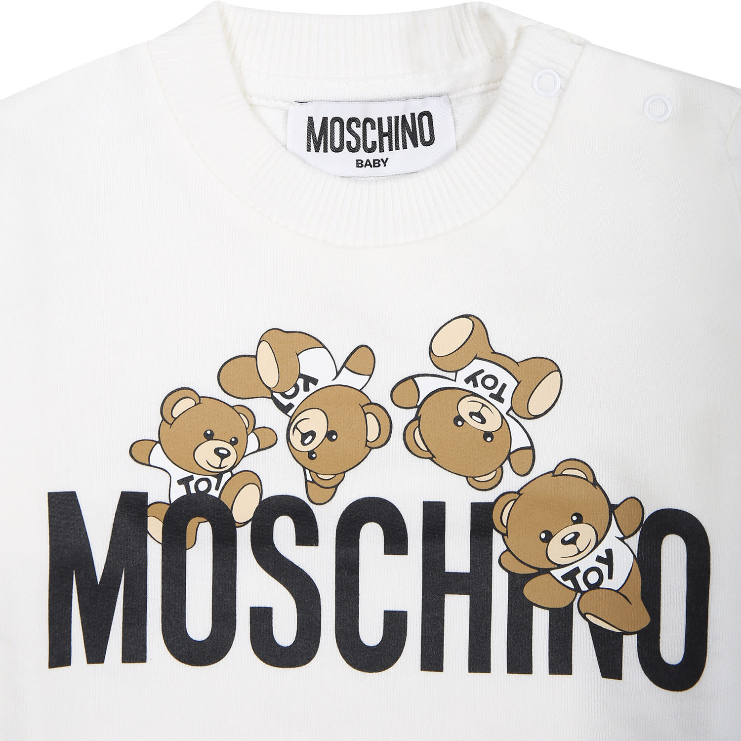 Shop Moschino White Sweatshirt For Babies With Teddy Bears And Logo