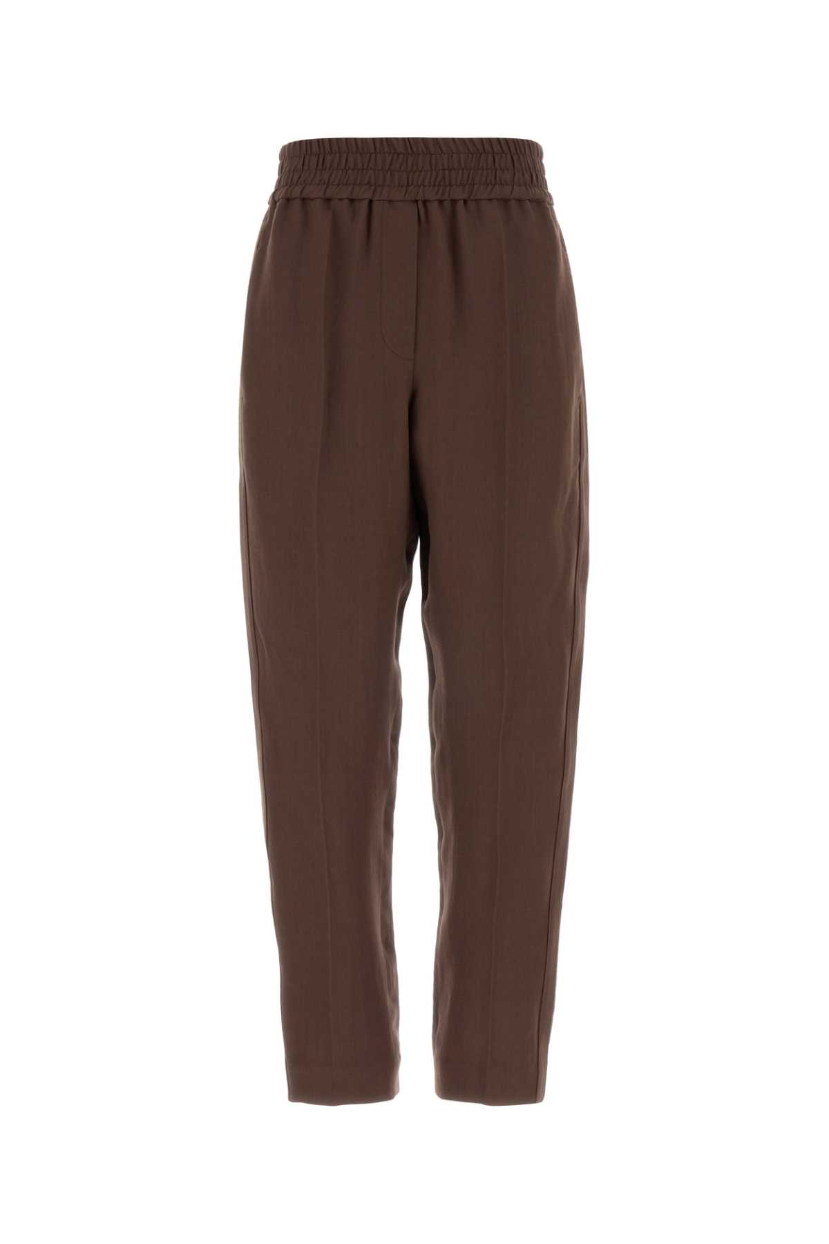 Brunello Cucinelli Chocolate Viscose Blend Pant In Brown