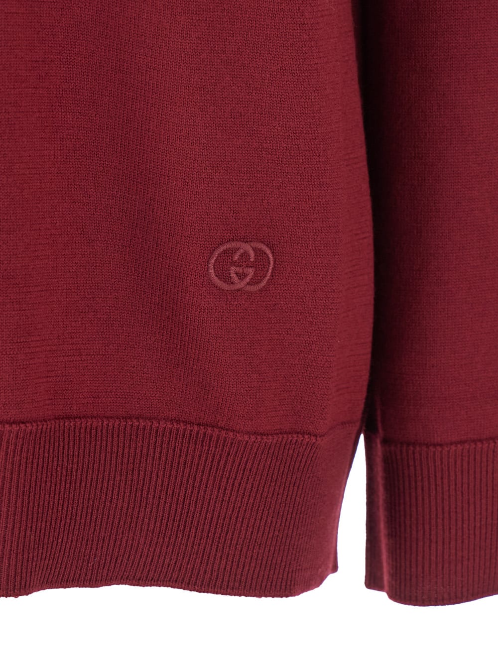 Gucci Bordeaux Polo Collar Sweater With Gg Logo On The Front In Wool Woman In Burgundy