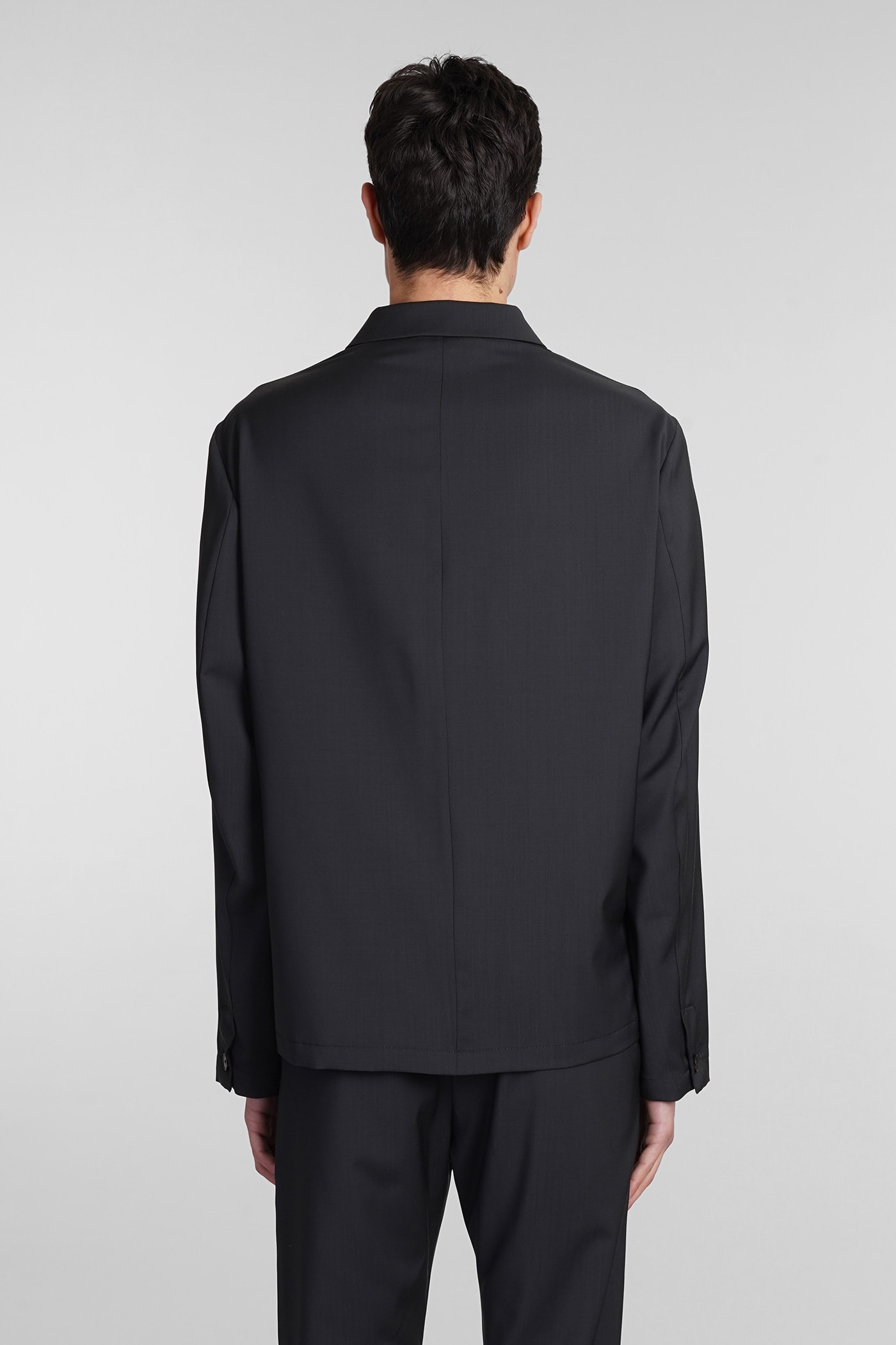 Shop Barena Venezia Visal Shirt In Black Wool In Piombo