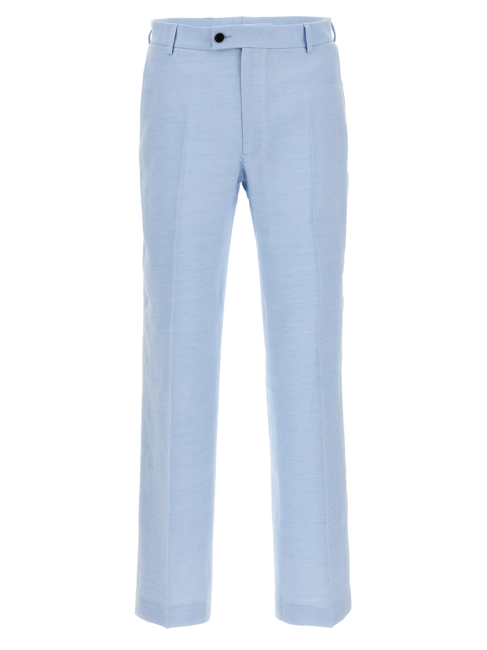 Shop Tonello Linen Pants In Light Blue