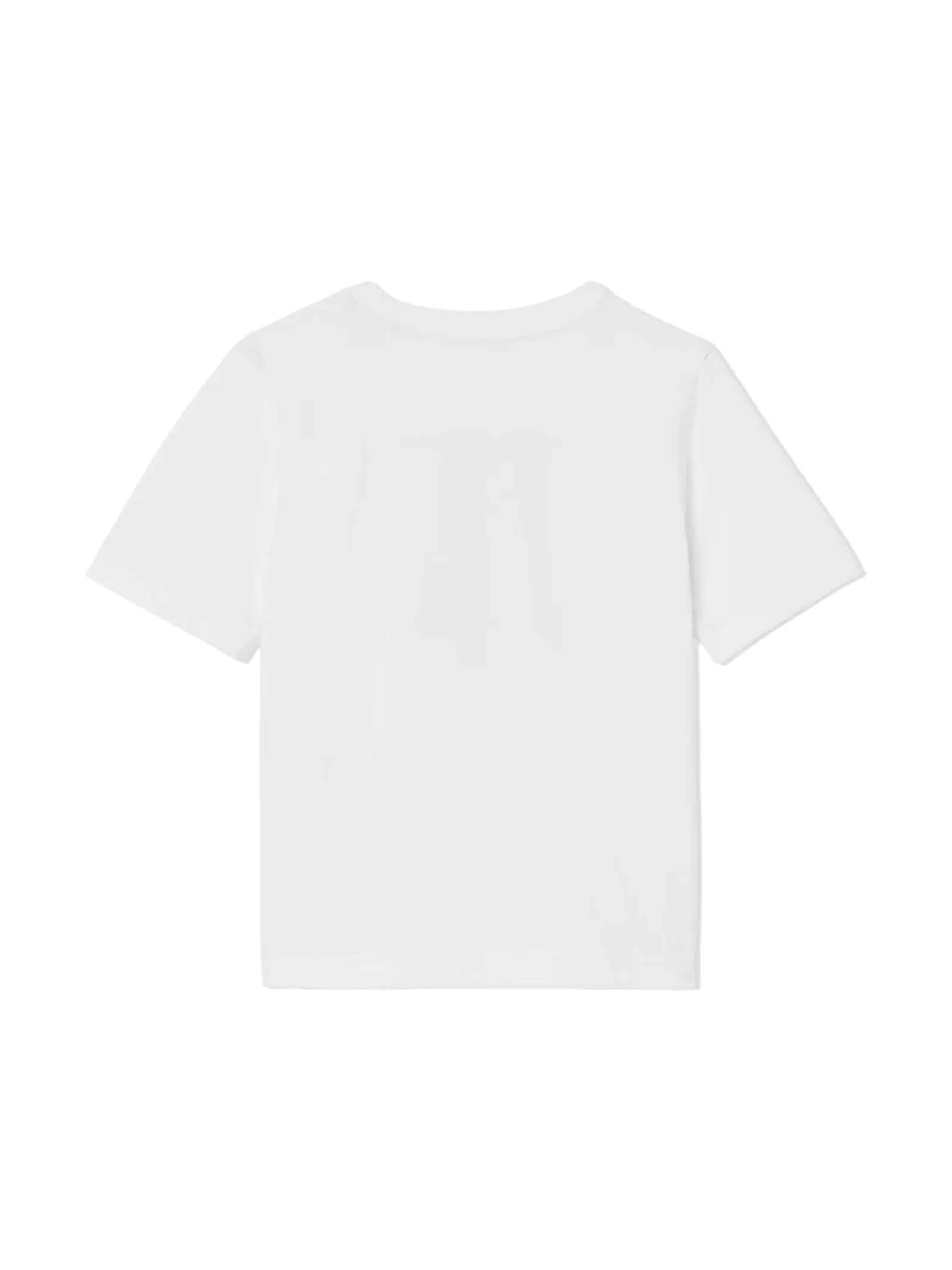 Kids' Monogram Print Organic Cotton T-shirt In White