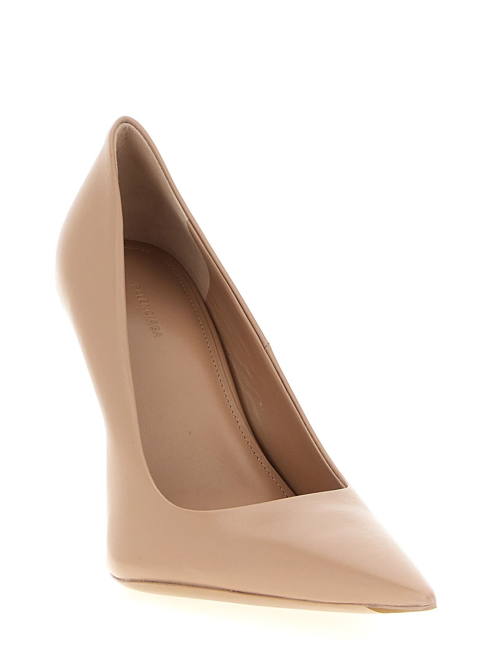 Balenciaga 110m Avenue After Elongated-toe Pumps In Neutral