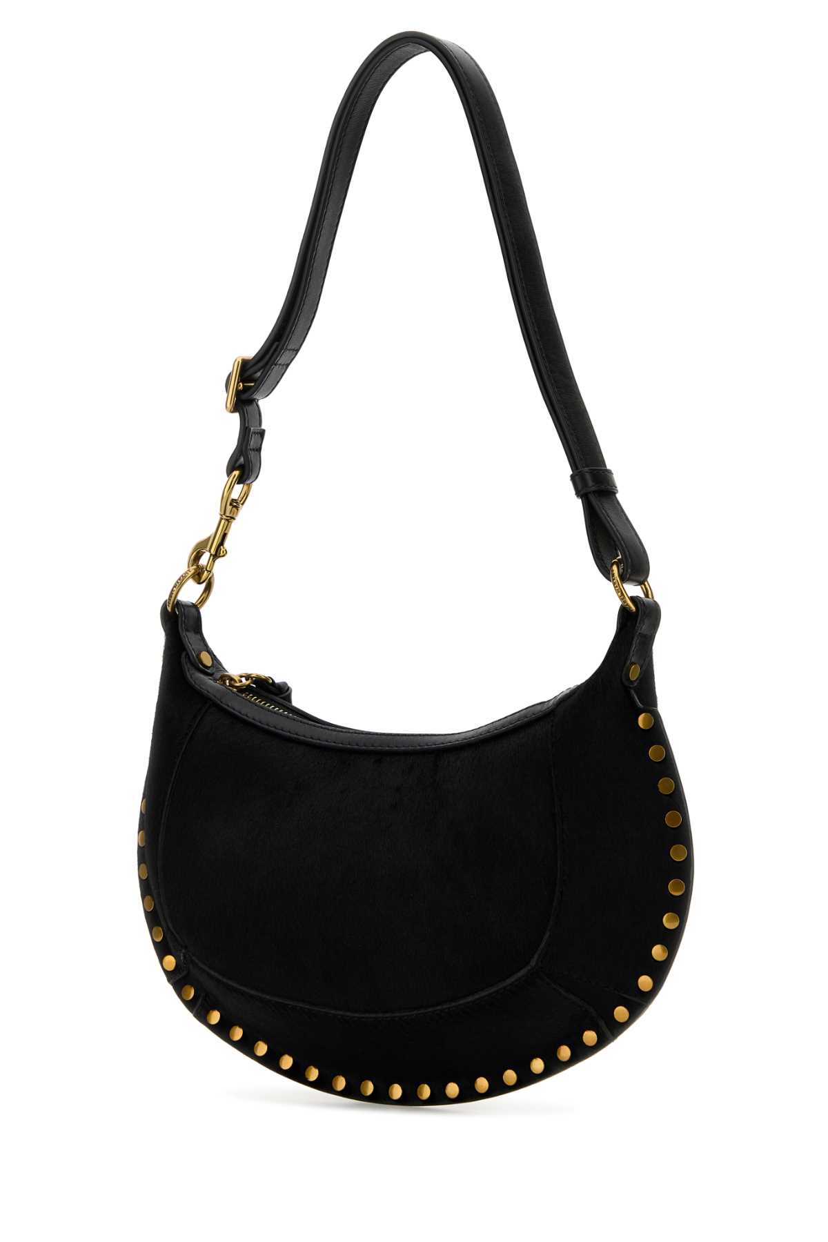 Shop Isabel Marant Black Calf Hair Oskan Moon Shoulder Bag