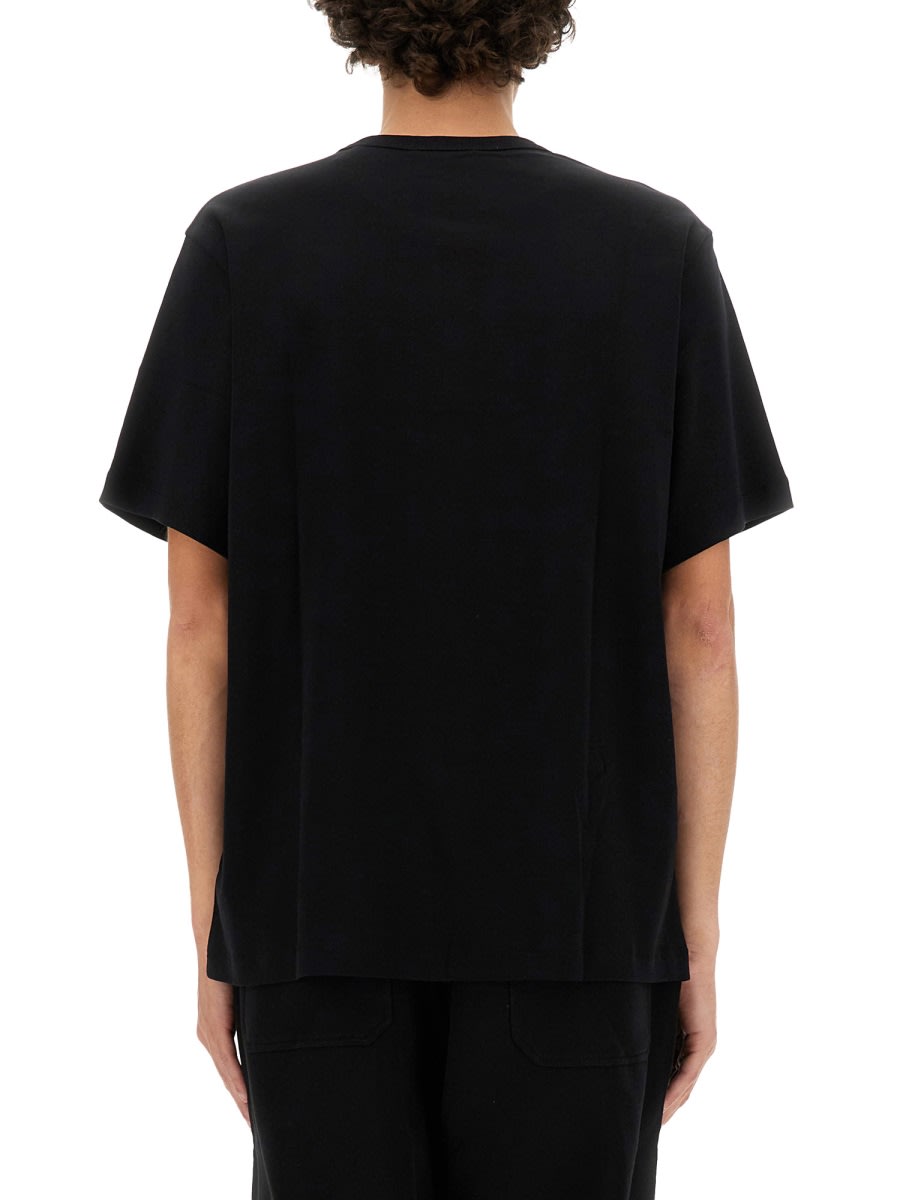 Helmut Lang Relaxed Fit Crew Neck T-shirt With Embossed Logo In Black