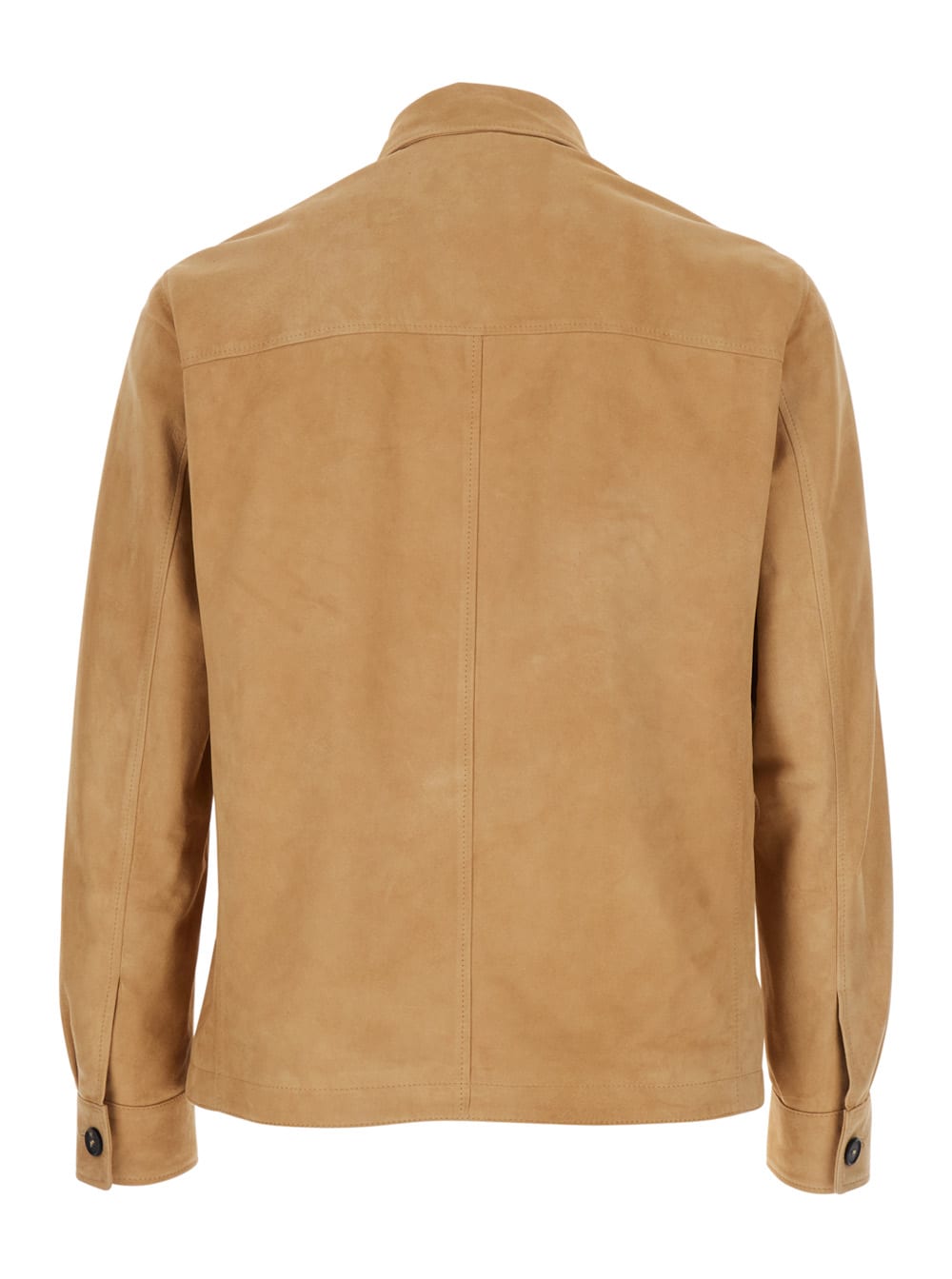 Tagliatore Beige Classic Collar Suede Jacket In Beige