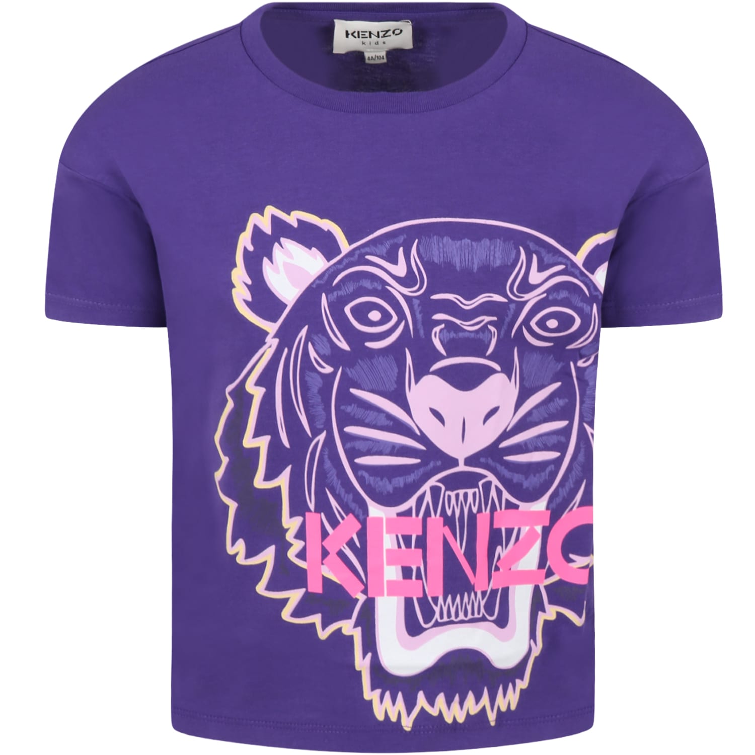 Kenzo Kids Purple T-shirt For Girl With Tiger