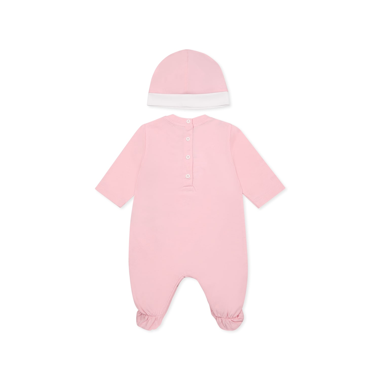 Balmain Pink Babygrow Set For Baby Girl With Logo In Pink