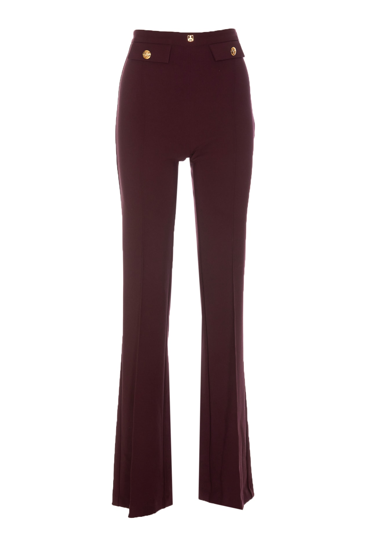Elisabetta Franchi Palazzo Pants In Crepe Stretch In Burgundy
