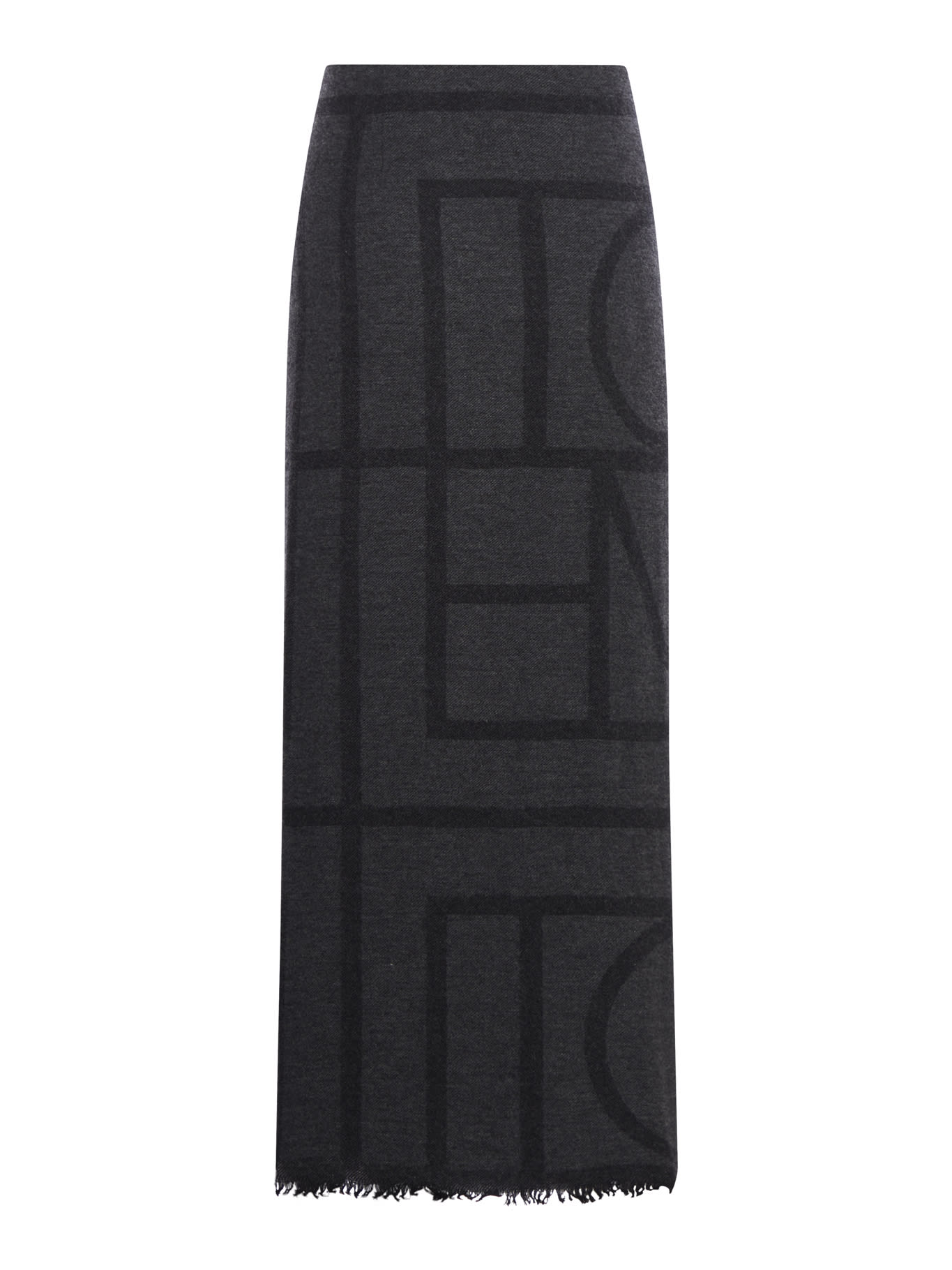 Shop Totême Monogram Winter Sarong In Dark Grey Melange